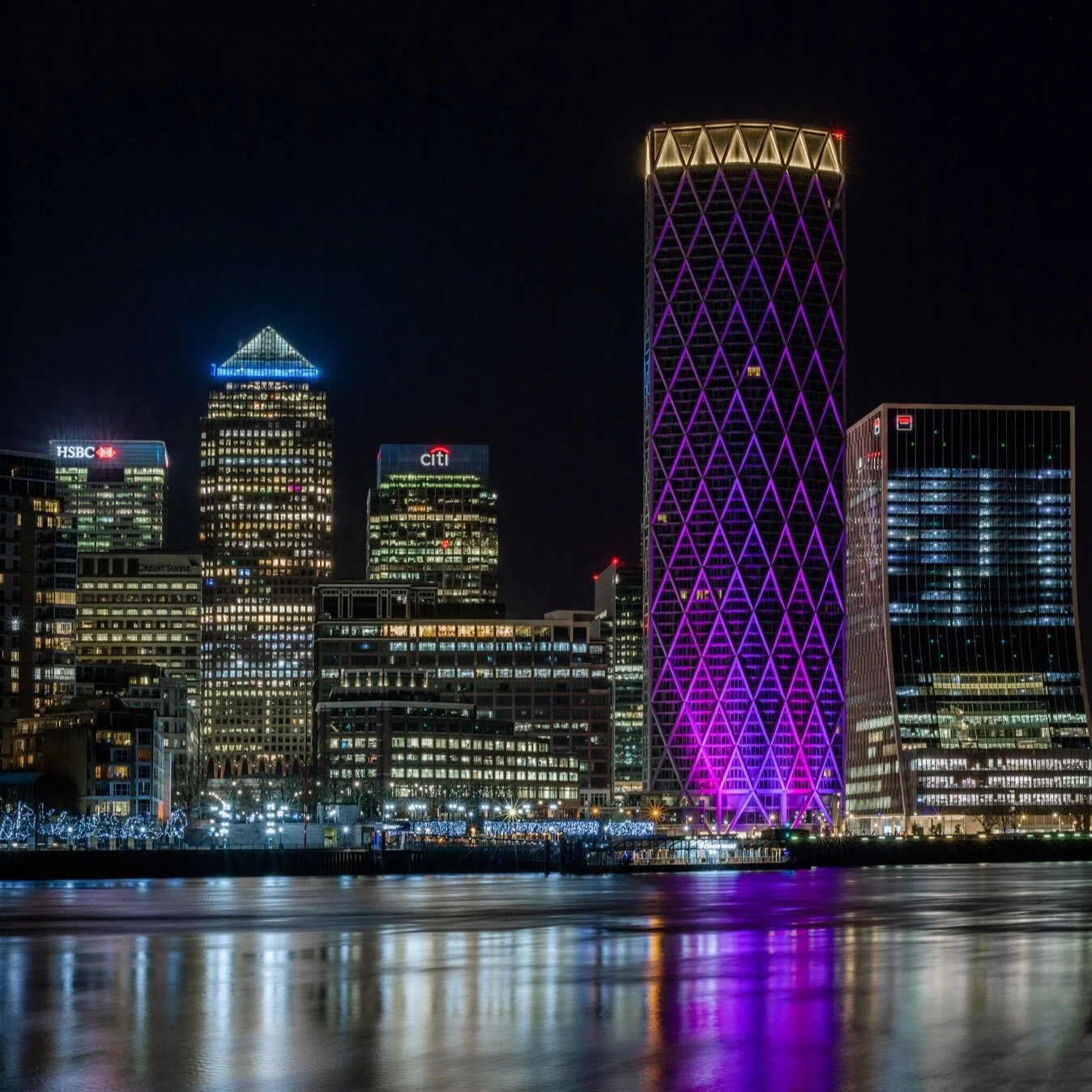 Canary Wharf by Night - and my new L bracket