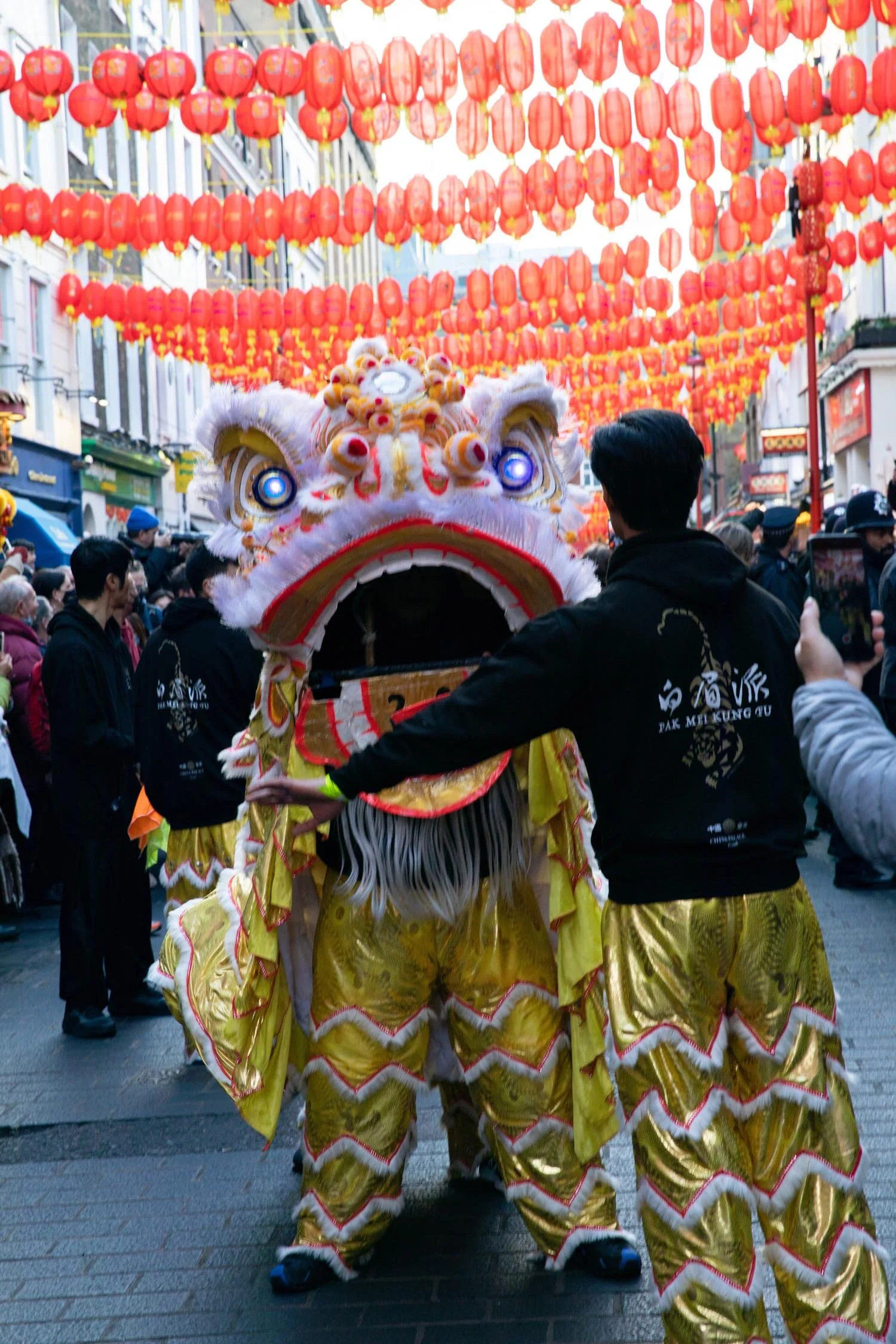 Dancing dragon in Chinatown in London for Chinese New year