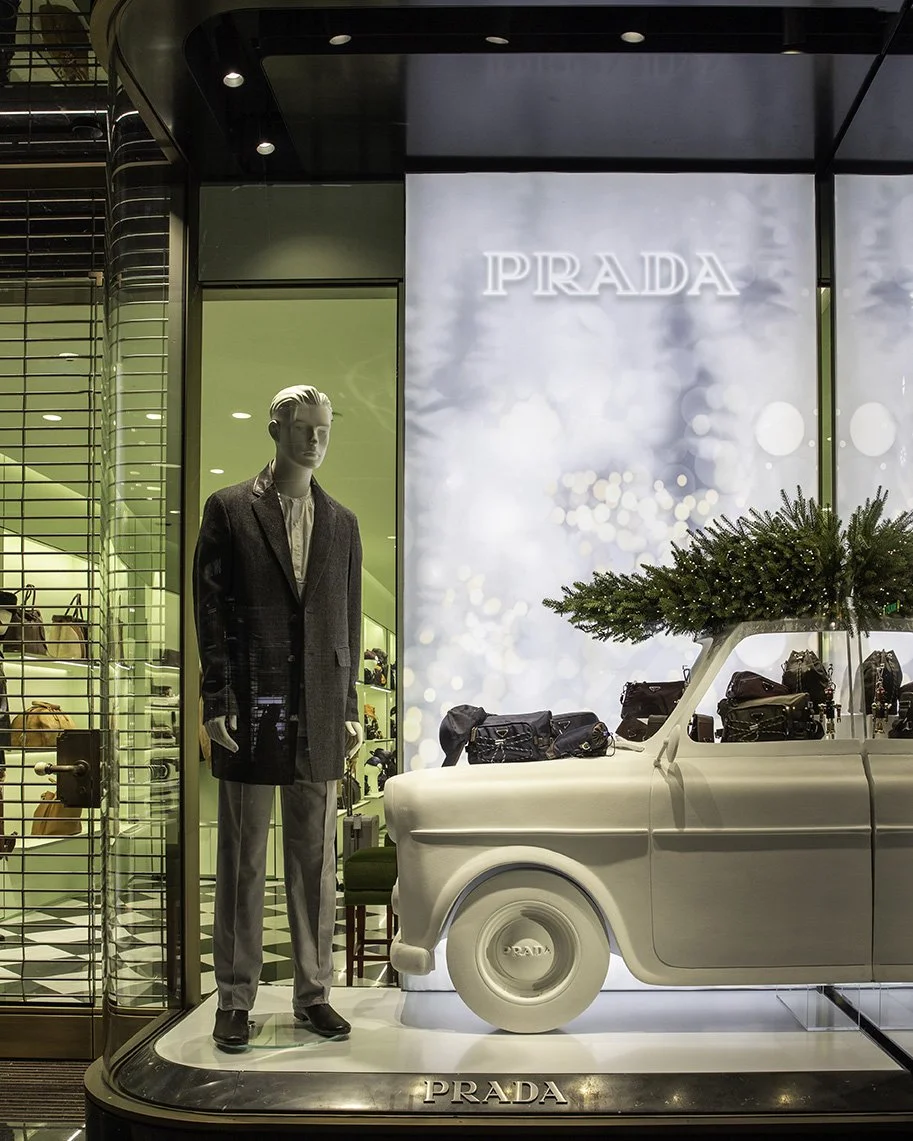 Prada window display on Old Bond Street, London