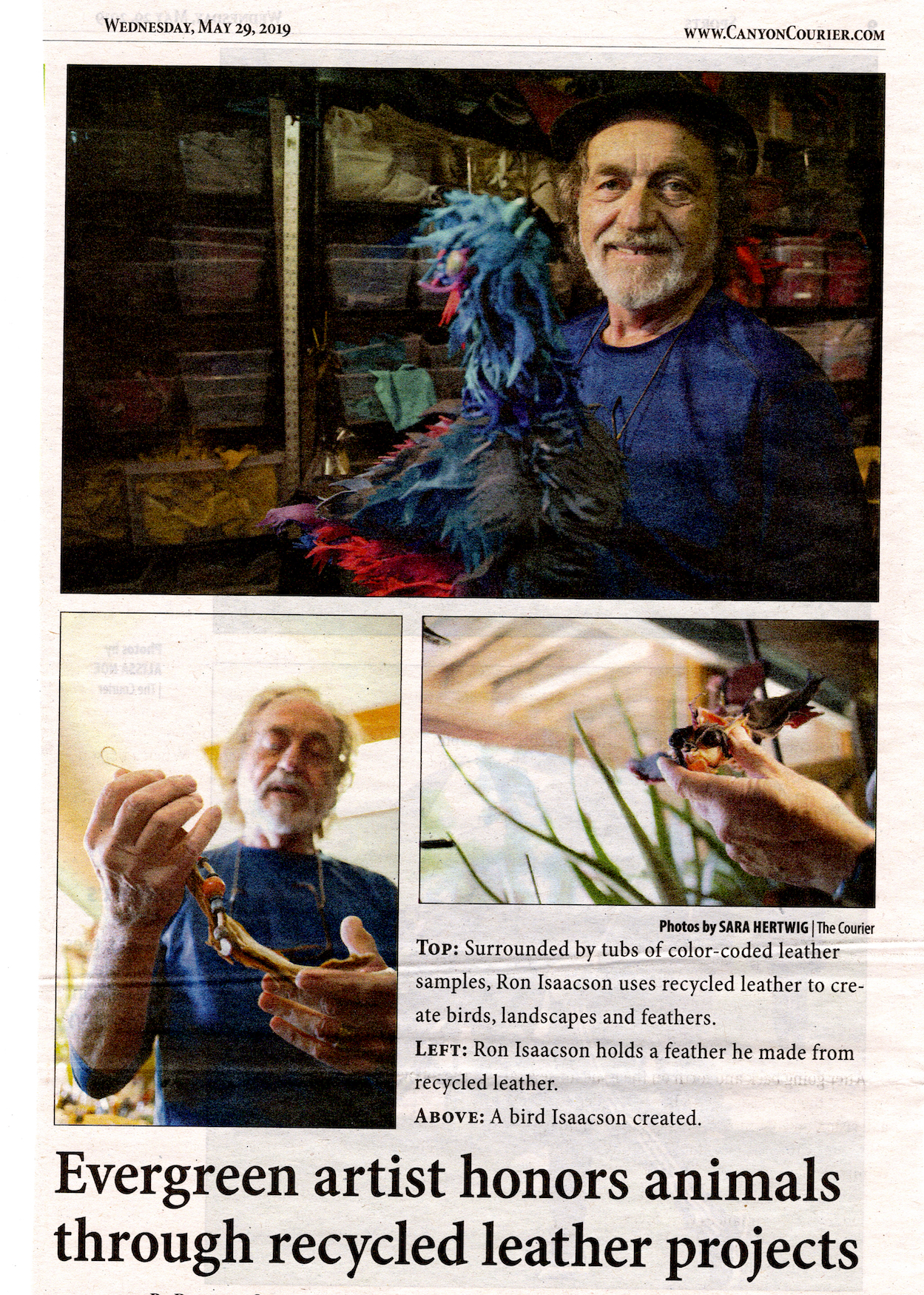 Canyon Courier 5.29.19 Art, Elevated: Evergreen artist honors animals through recycled leather projects