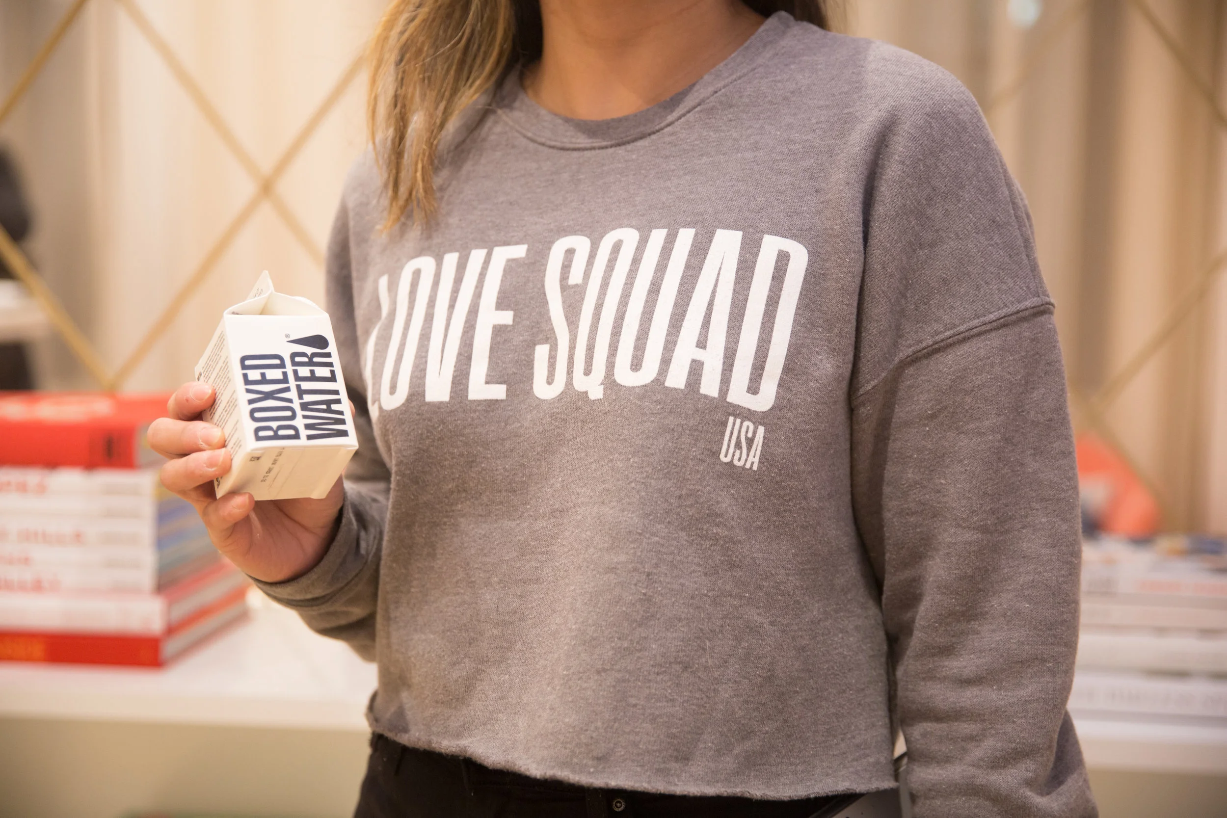 In an effort to go plastic-free, we hydrated with Boxed Water on Tuesday.