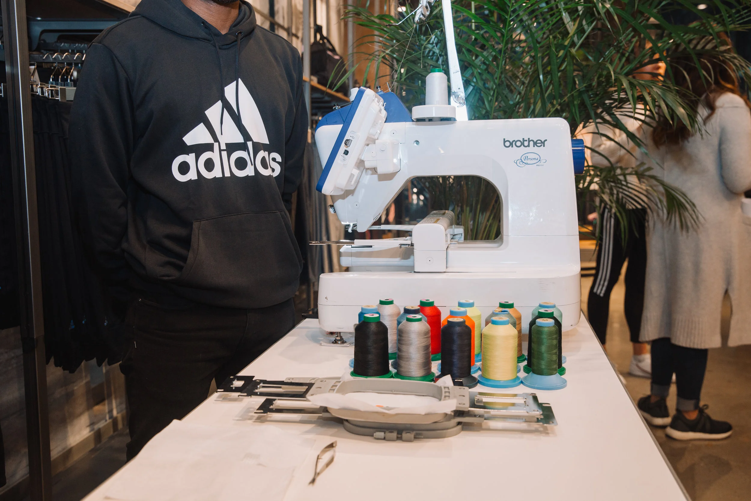 The Adidas team provided complimentary embroidery on any merchandise purchased at the event.