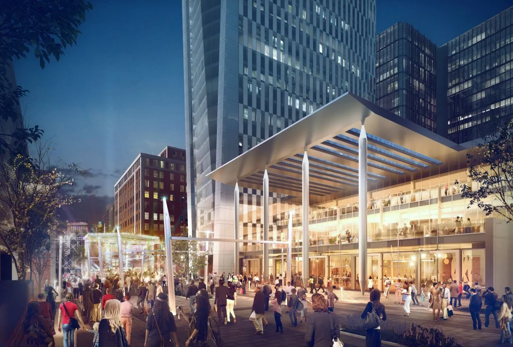 The rendered entrance of the Signia Hilton Indianapolis. Image courtesy of Hilton.