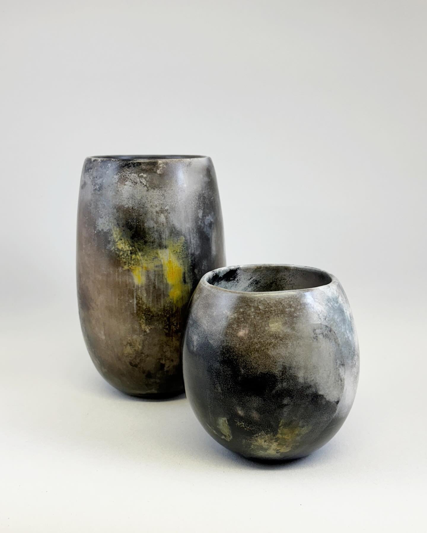 Cornish Mist Smoke Fired Pots now available on my website. 

Every so often I love to make a small collection of burnished pots which I wrap in seaweed and smoke fire overnight. 
The results are subtly smoked pots inspired by the dramatic Cornish wea