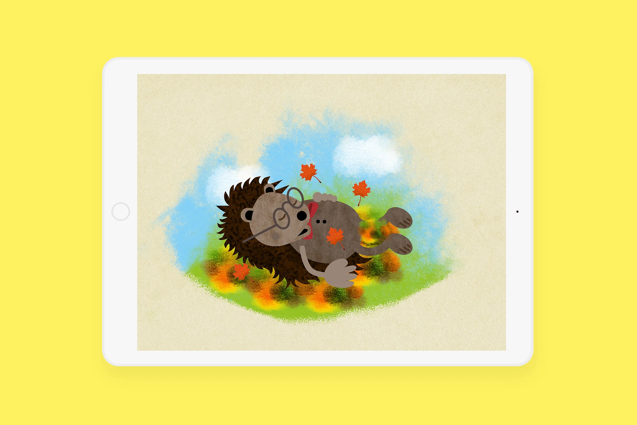 Illustration example for the animation scene in Bärtil’s writing game. Here is Rune Berg taking a nap.