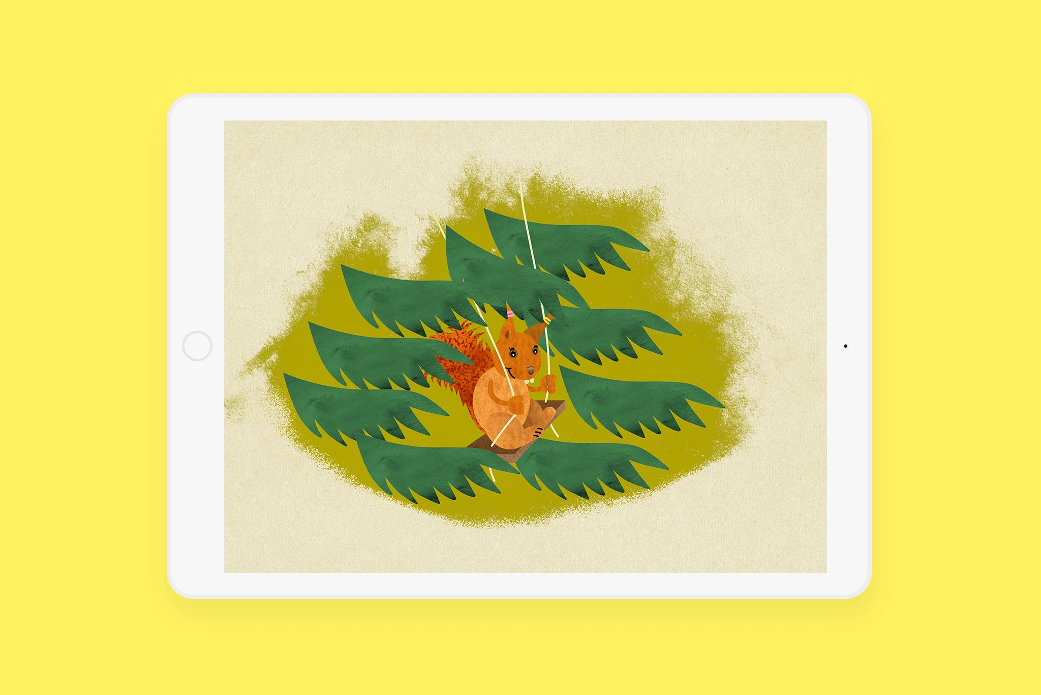 Illustration example for the animation scene in Bärtil’s writing game. This is Holly Gong swinging.