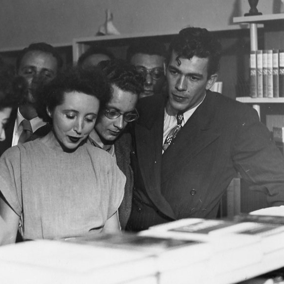 Anaïs Nin on New Year’s Eve, 1946, at a book reading with the publisher and writer George Leite in Berkeley, CA. (Source: Wikimedia Commons)