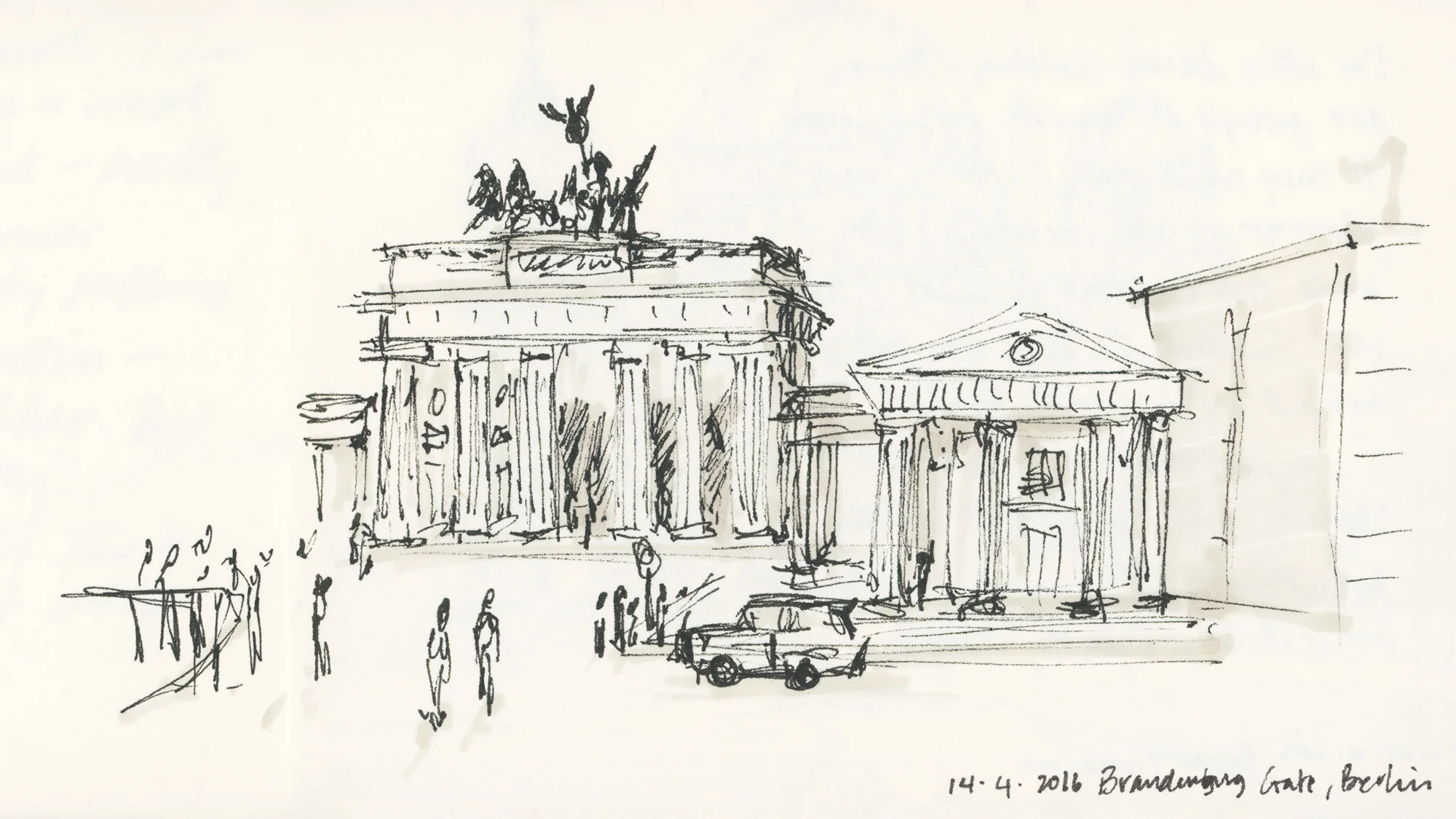 Waiting to meet Leah at the Brandenburg Gate. It’s chilly and just stopped drizzling. After 10 minutes my hands are cold. It’s busy as usual. People milling around, taking photos. Finally I see Leah arrive. It’s nice to see a familiar face.