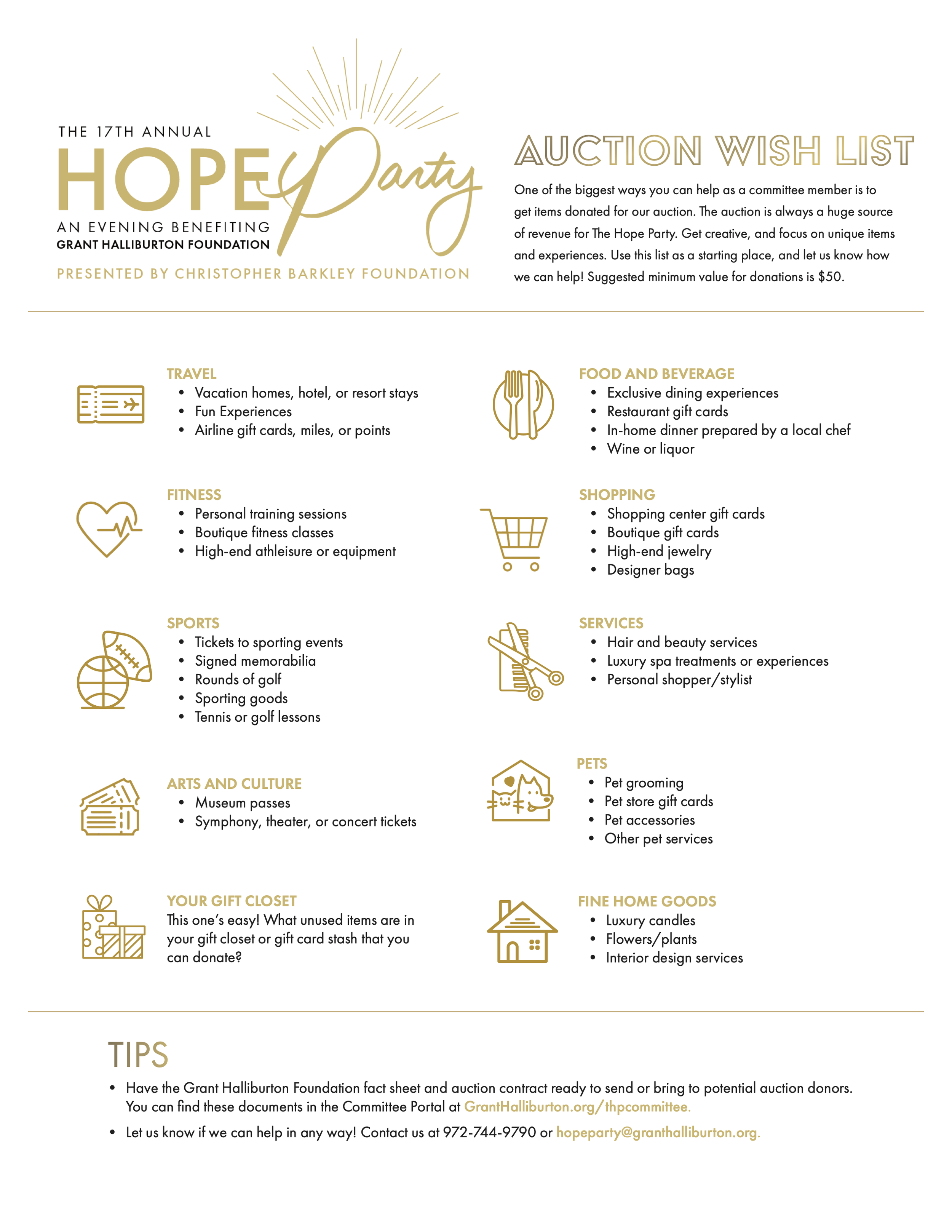 Auction Wish List