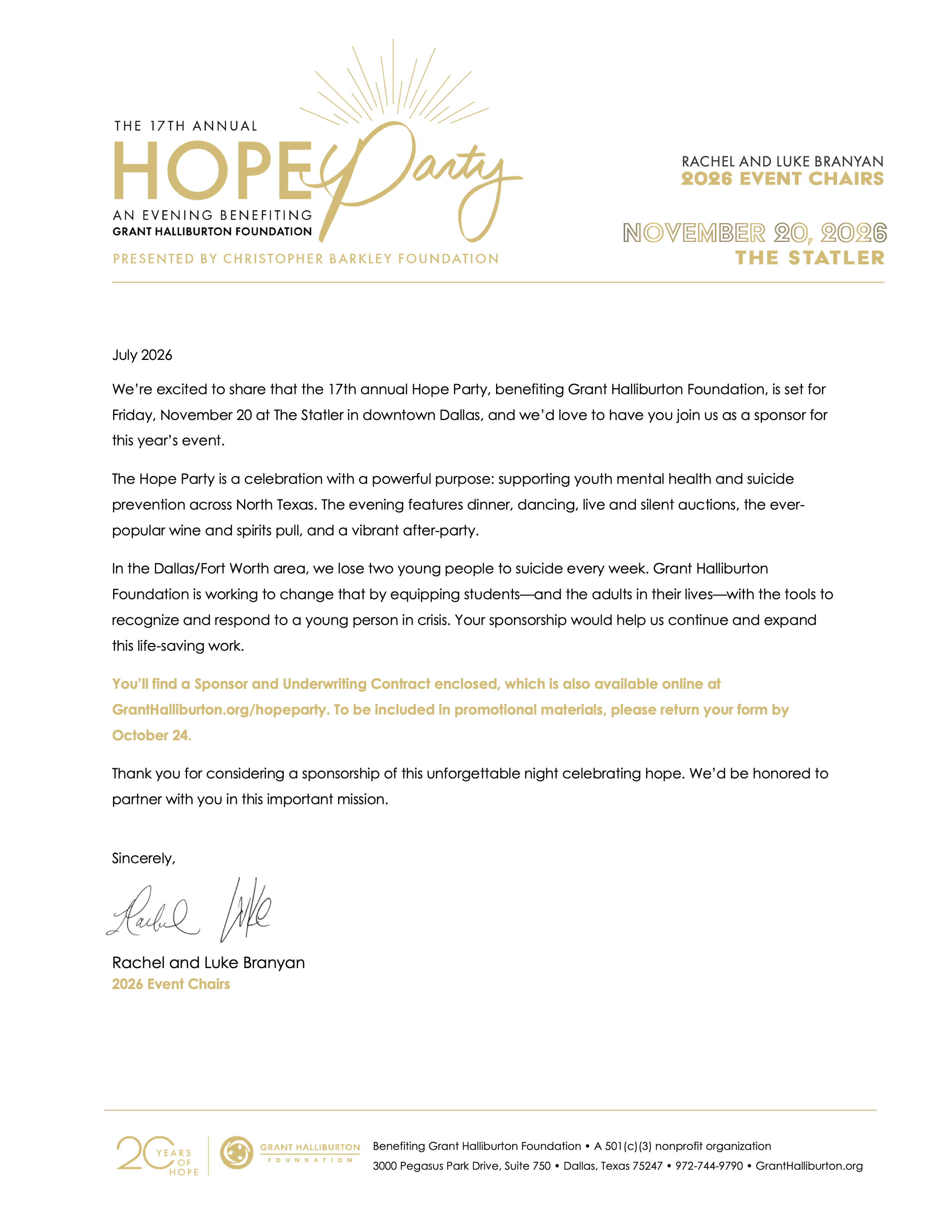 Sponsorship Letter