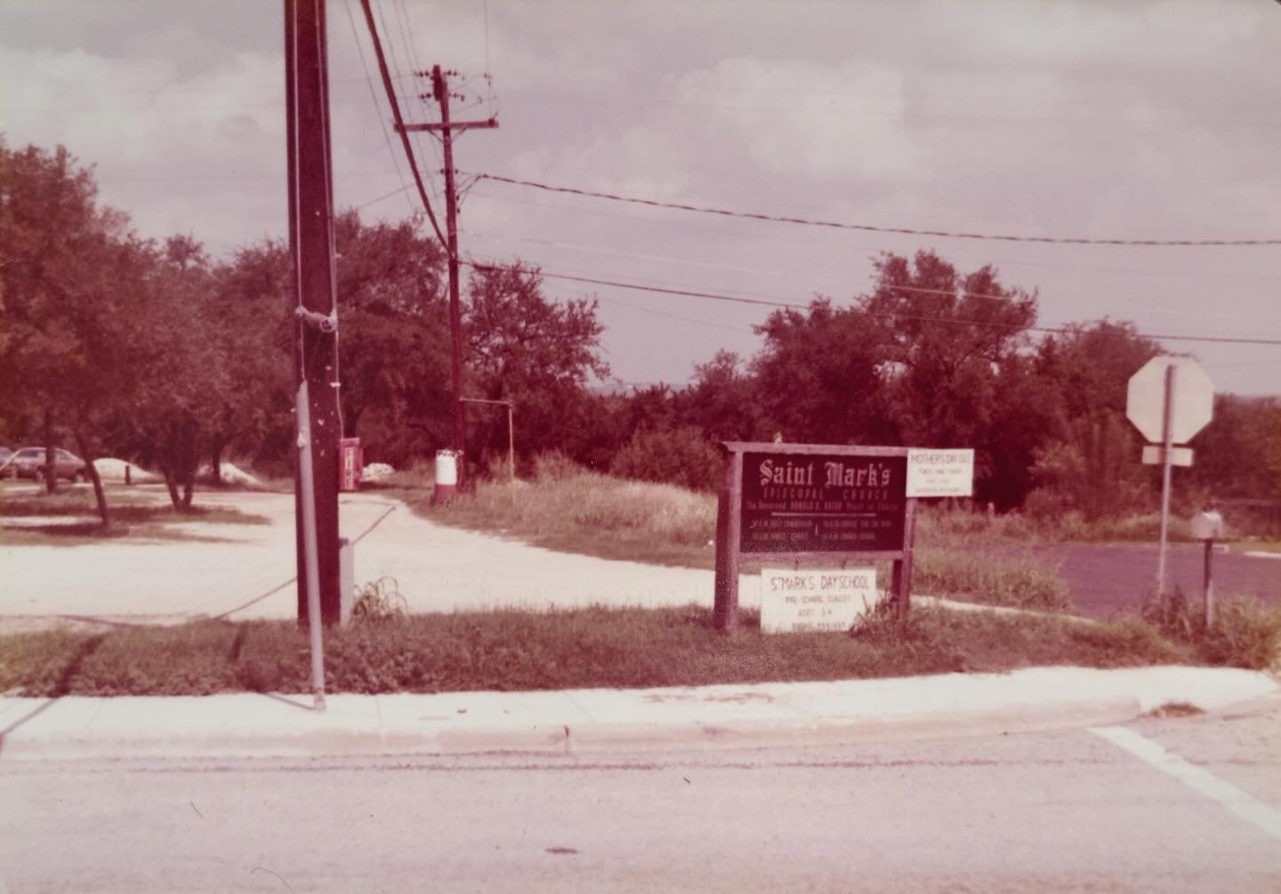 In 1959 the Episcopal Diocese of Texas bought eight acres on the outskirts of south Austin, way down by the Broken Spoke, to be a home for a newly planted church called St. Mark&rsquo;s. Recognize this four-way stop???