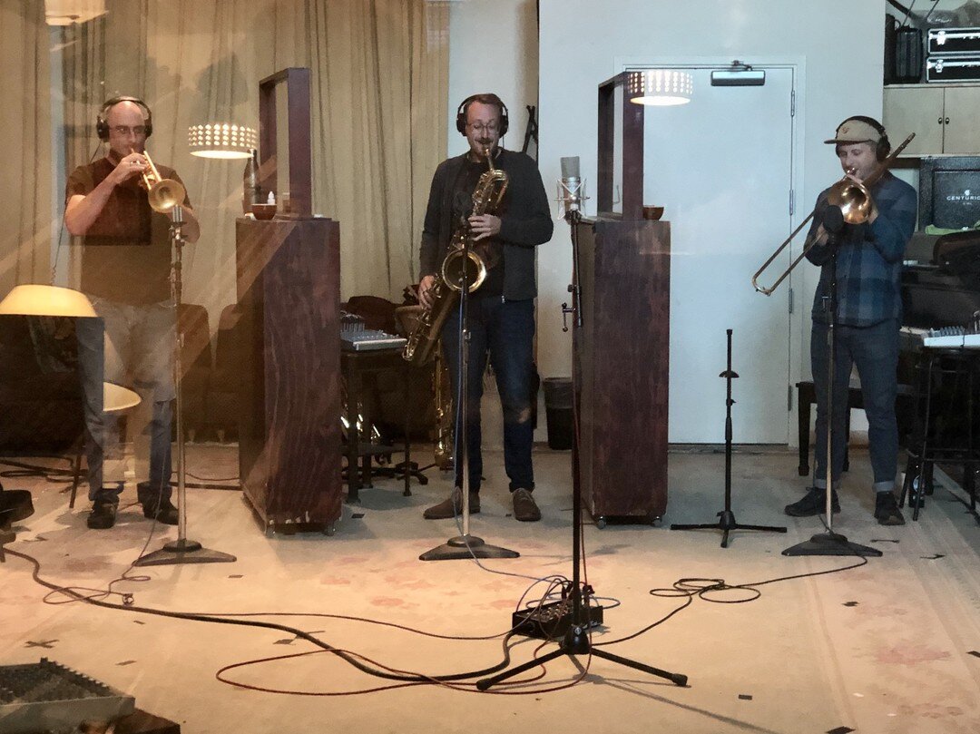 What an honor to get these cats to lend a hand on my record. @trumpeterparrish, @thesaxophone, @cresseyonbone. Three of Seattle&rsquo;s finest! #killerhorns #instafunk @shawntakepicture
