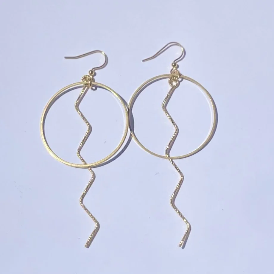 Golden lightning hoops