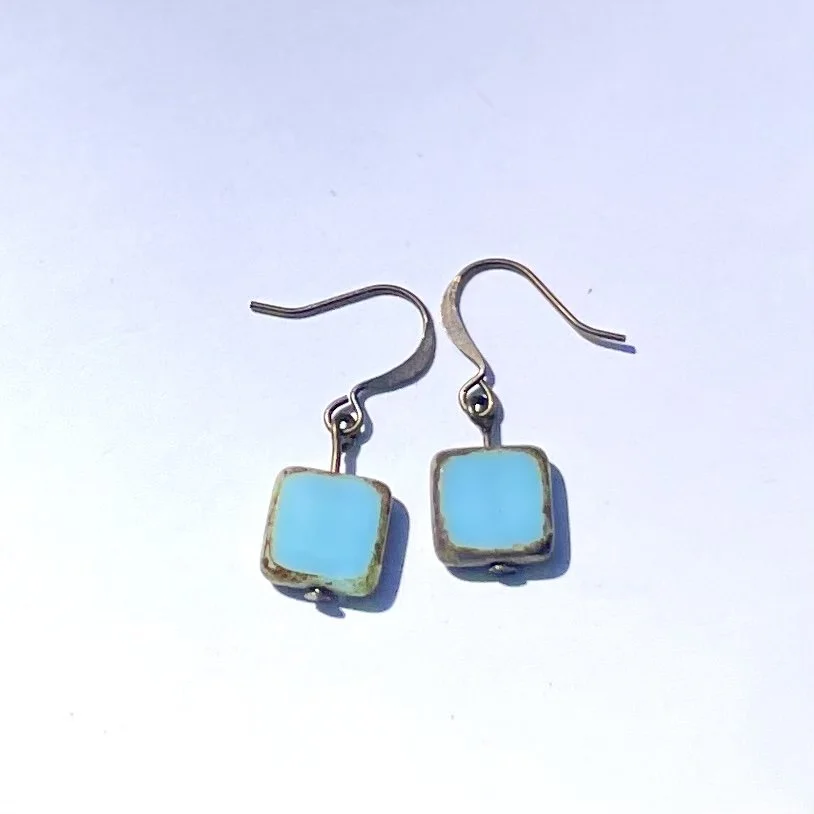 Bluegreen square earring