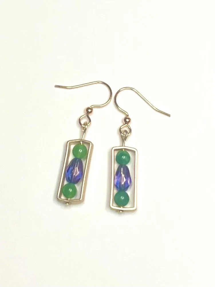 Jade and purple earrings