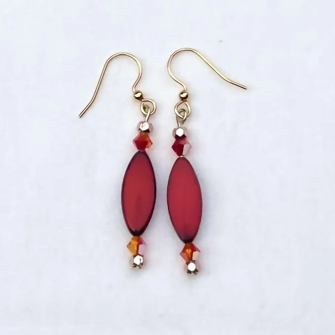 Fire Red Oval Earrings