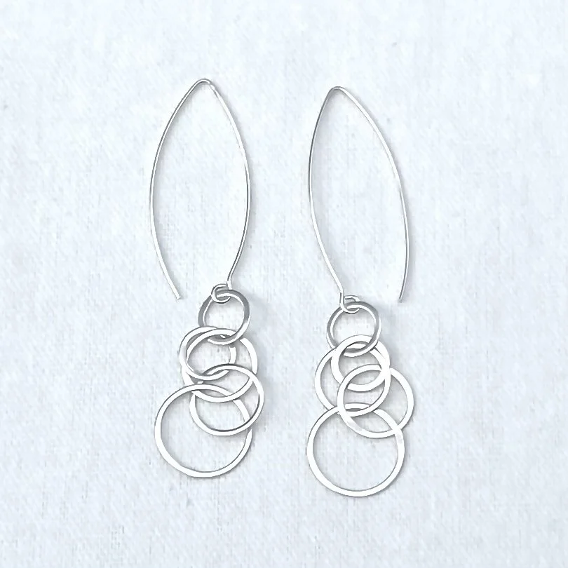 Cascading silver circle earrings