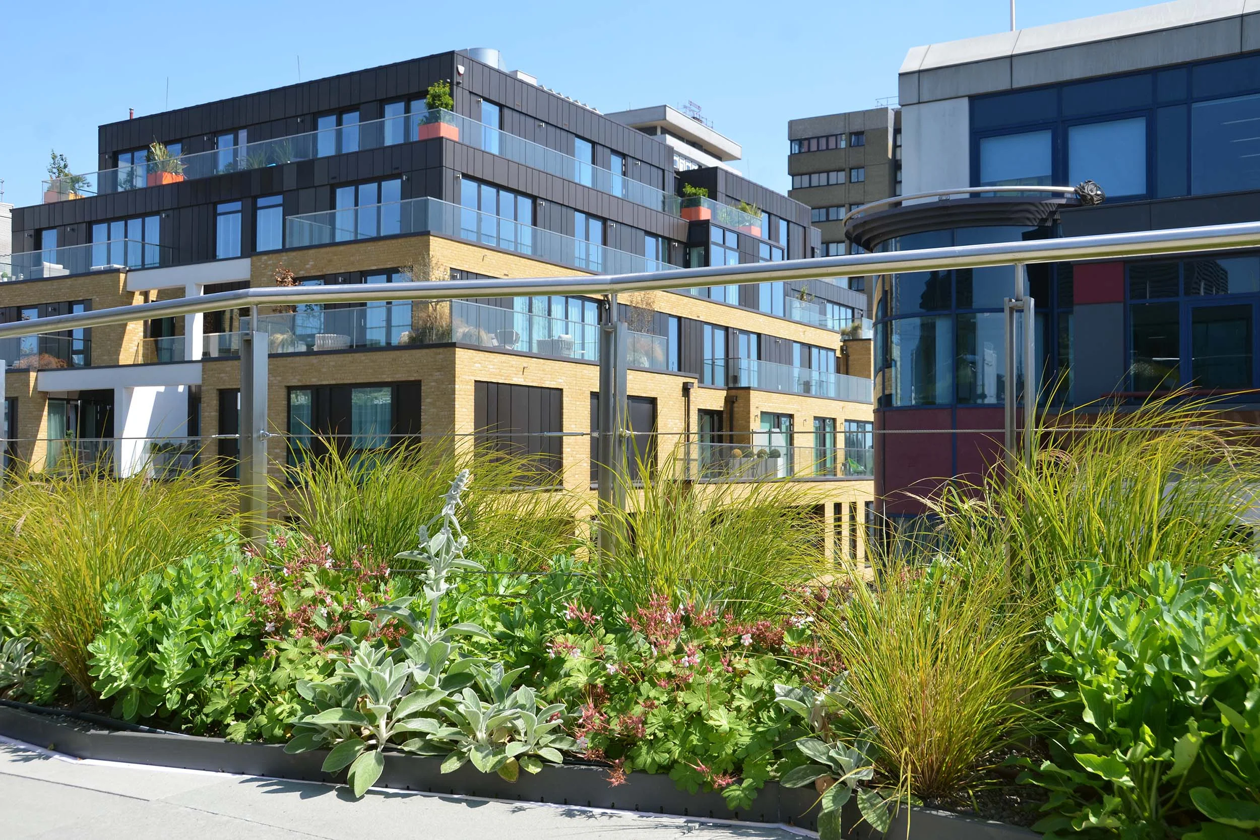    Ambition     Benefitting People and the Environment in an Urban Setting   Farrer Huxley were appointed to design and deliver the landscape on the 4th, 5th and 6th floor terraces of a new commercial building in London’s Soho.  The aspiration was to