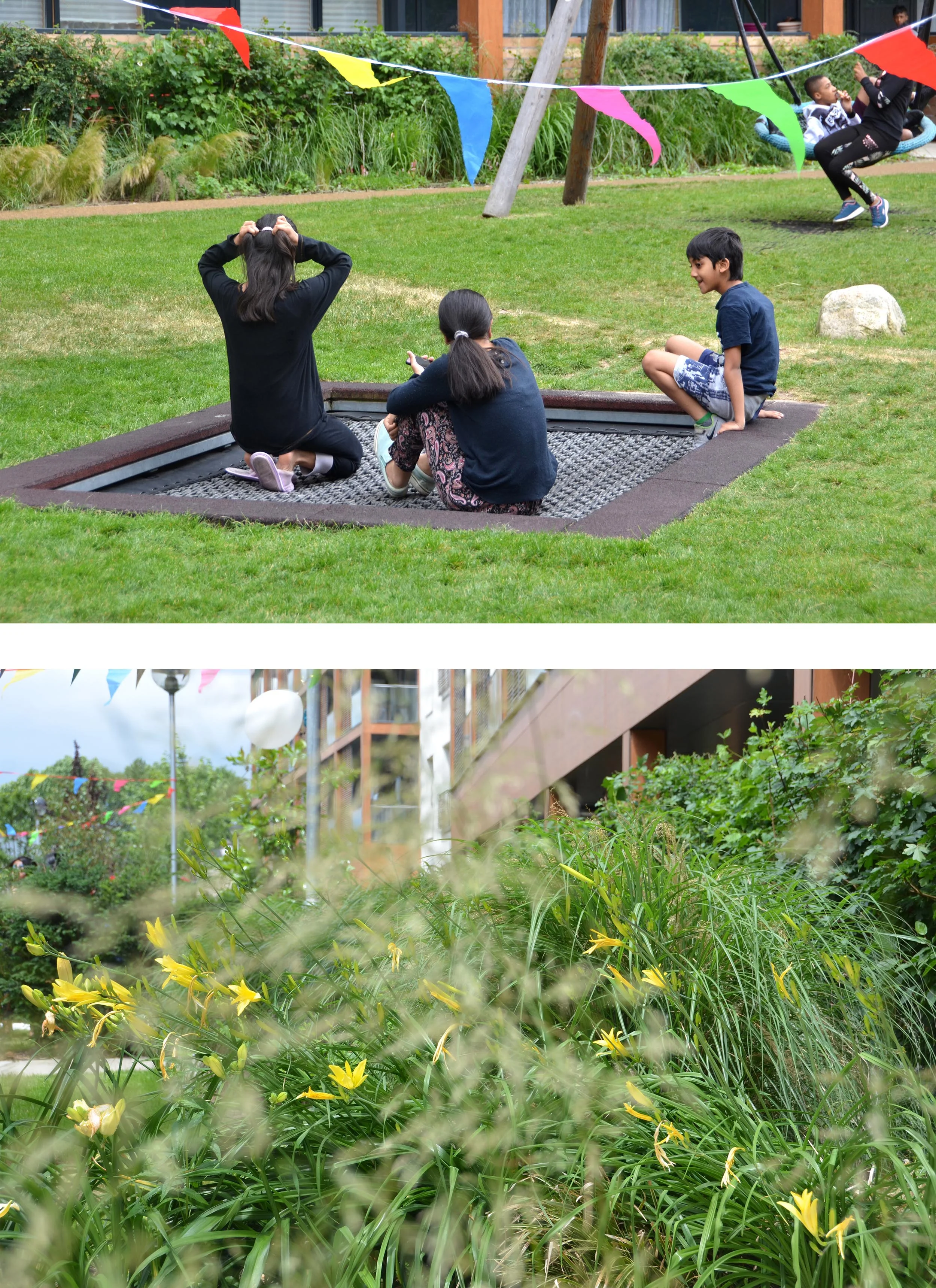    APPROACH     A Focus on Play and Enjoyment Outdoors   The landscape is designed for the enjoyment of all ages. The flexibility of the space allows for multiple uses, essential for its longevity as the community evolves over time. Opportunities for