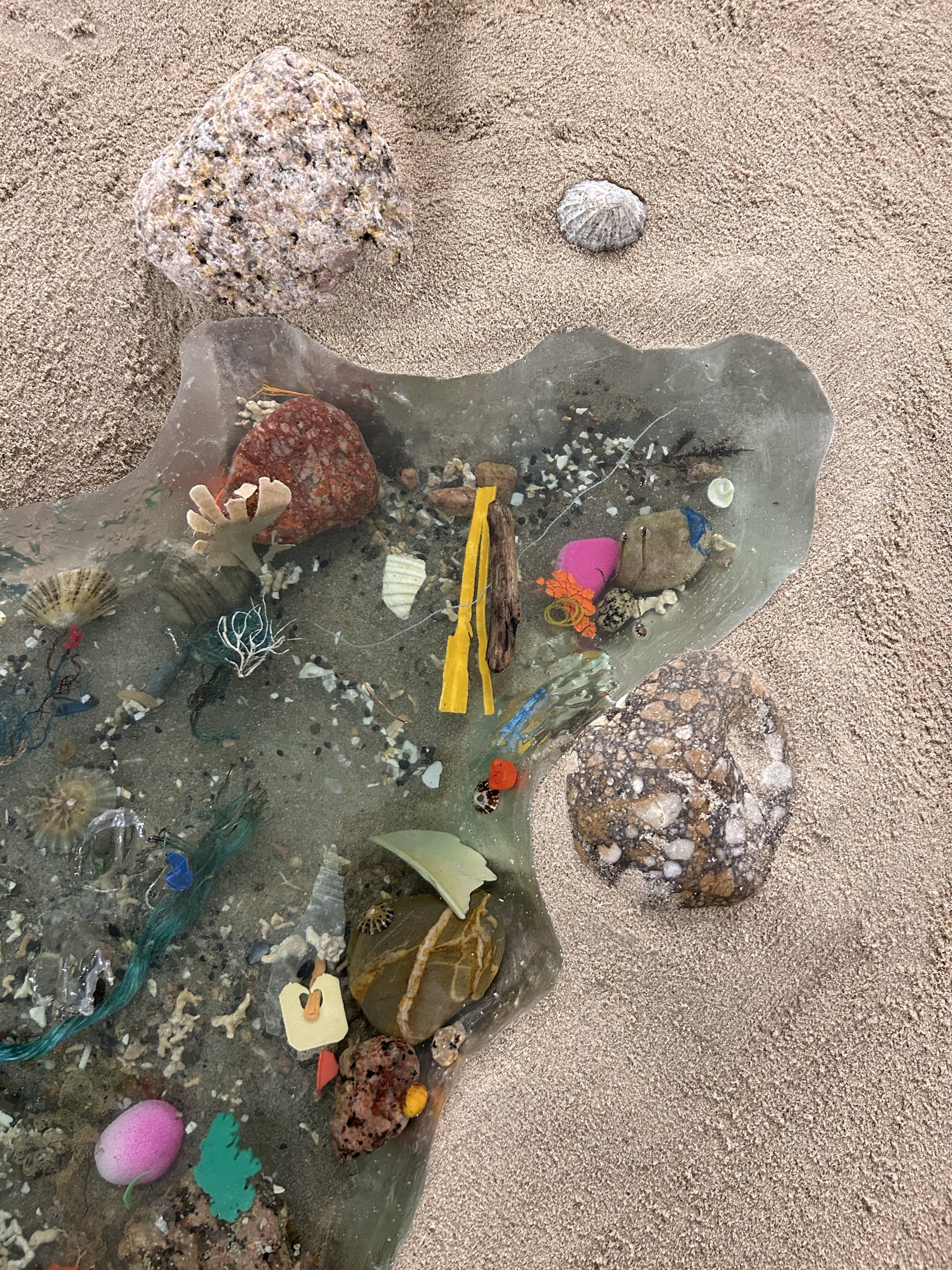  Rock pools - resin, beach plastic, seaweed, rocks, sand Wexford sand, seaweed, driftwood and seaweed 