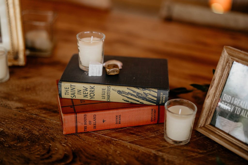 Chill_Wedding_Upstate_NY_43_books_table_candles.jpg