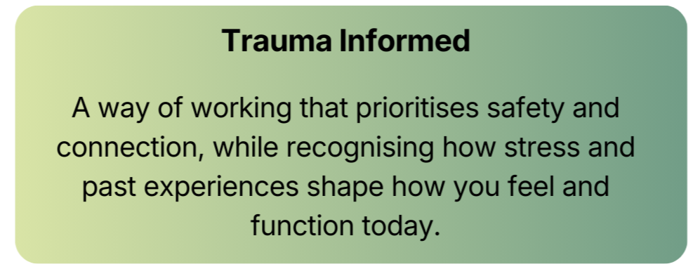Trauma informed support to help reduce stress-driven gut health flare ups.