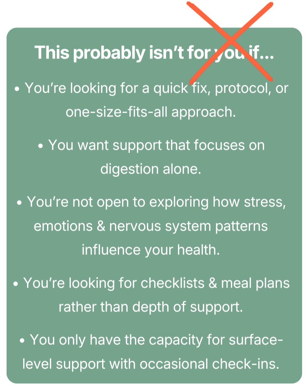 Graphic explaining when reflux nutrition support may not be the right fit.