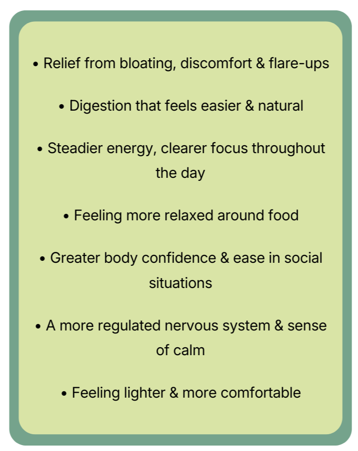 Image representing the improvements clients experience working with a reflux nutritionist.
