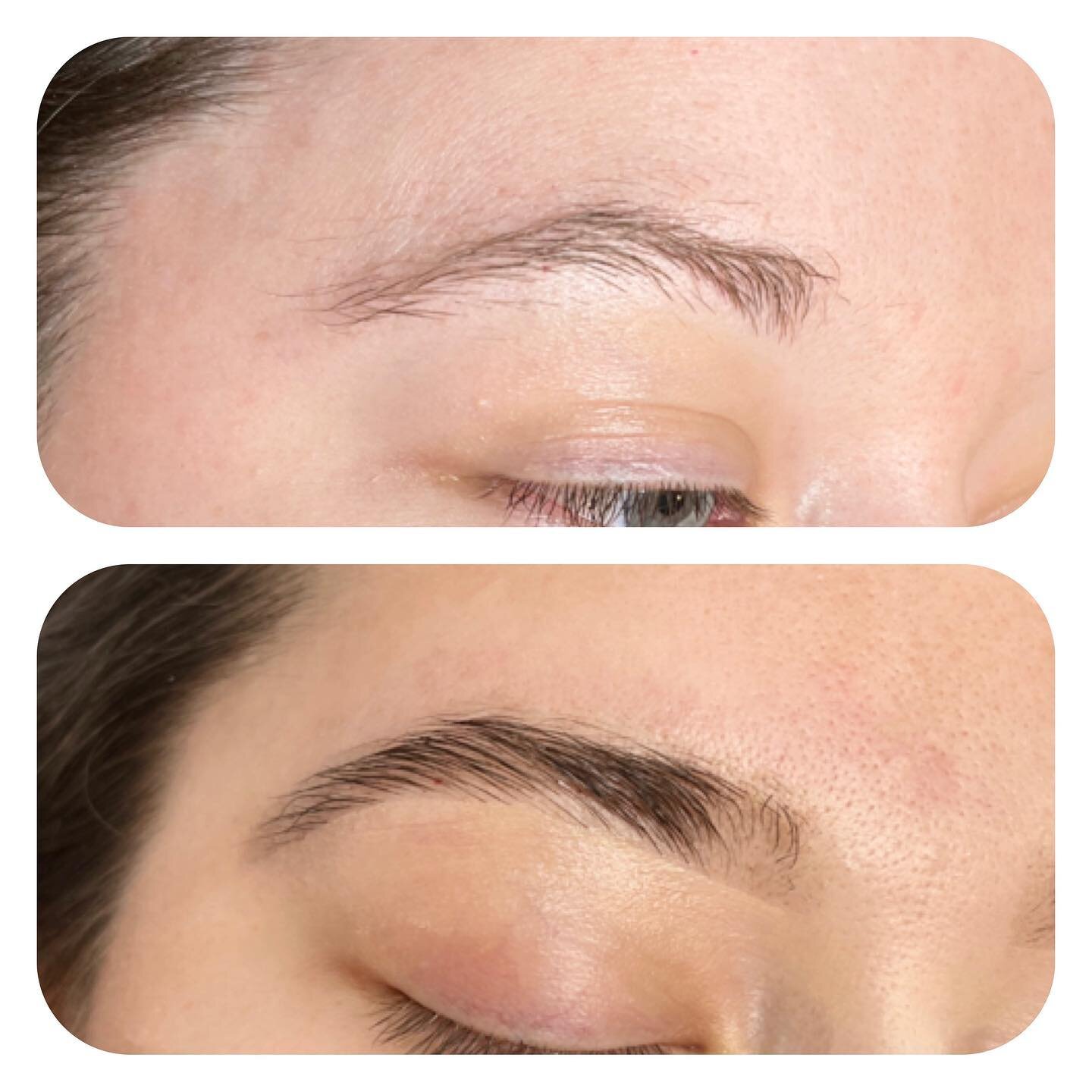 Another brow rehab✨ If you swipe you can see where her Brows started in March 2021. ⁣
⁣
The key is to show my clients where their Brow needs to start, arch, and end. Between appts I ask my clients to put castor oil or any hair growth serum of their c