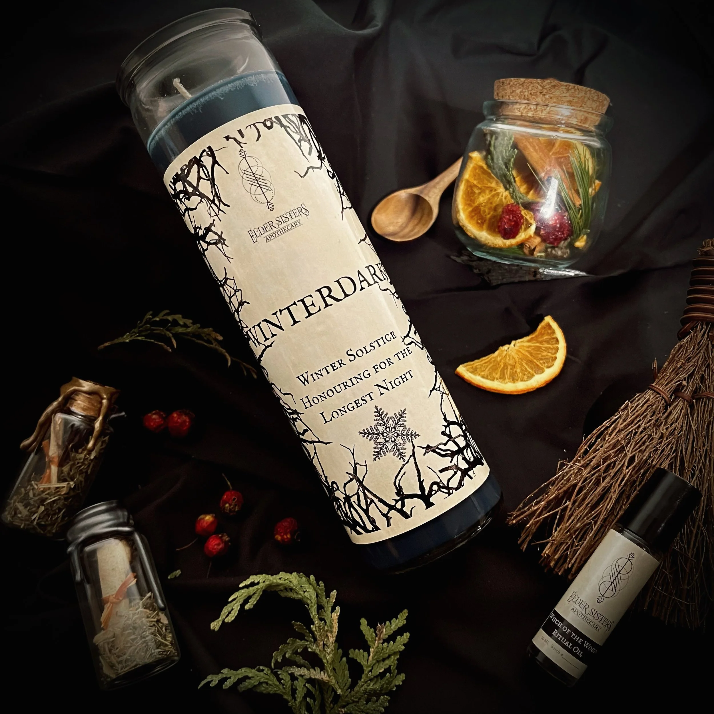 Winterdark Fixed Ritual Candle - ✦Winter Solstice Honouring for the Longest Night✦