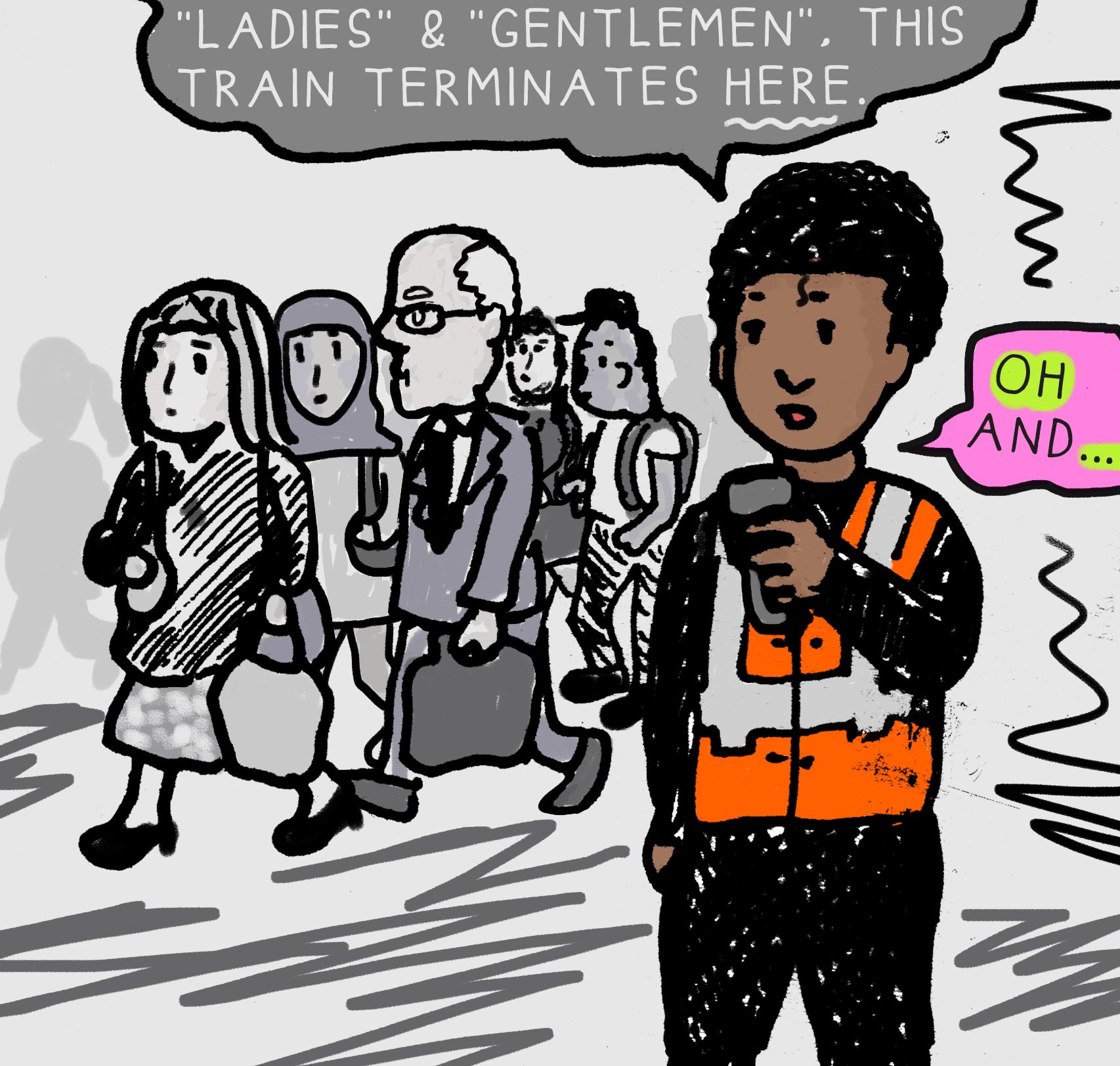 Comics - Non binary train station announcement — THE MOLLUSC DIMENSION