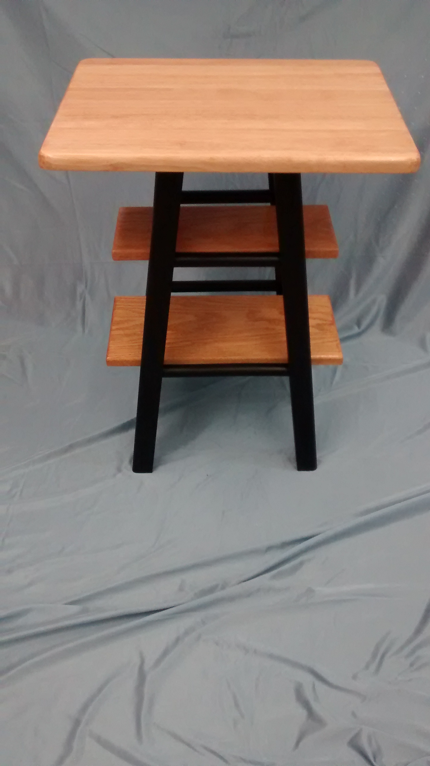 End or Side Table Made from One Wooden Bar Stool and Reclaimed Wood