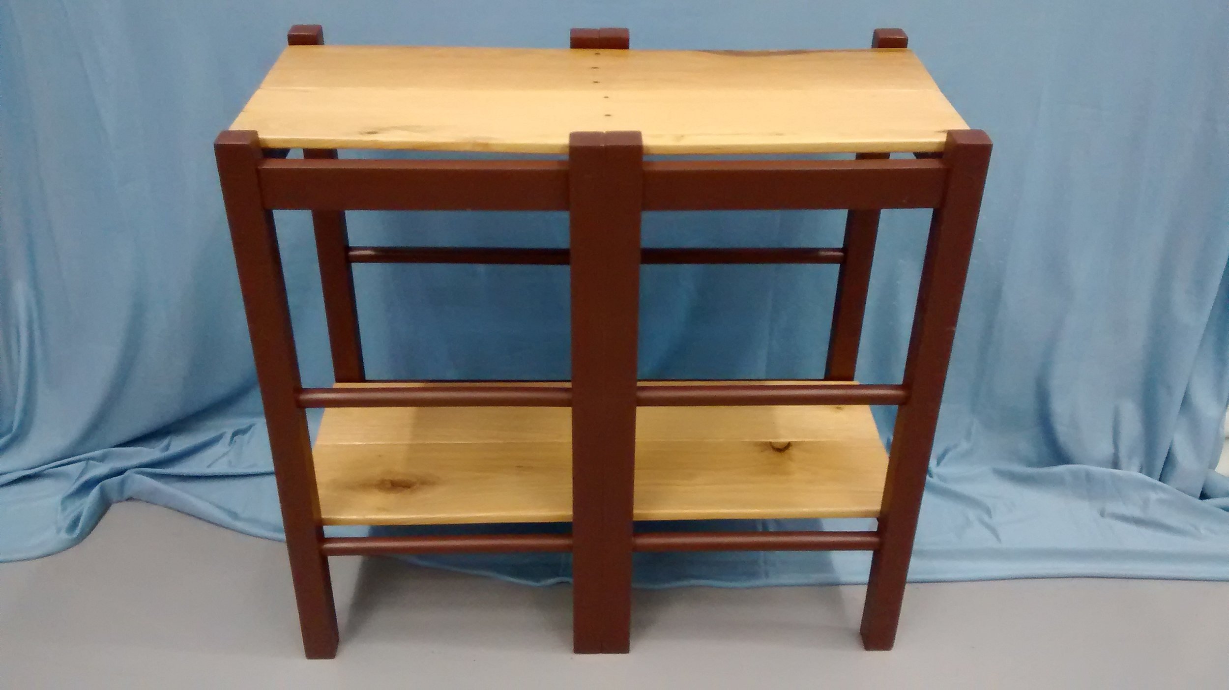 End or Side Table Made from Two Bar Stools and Reclaimed Wood