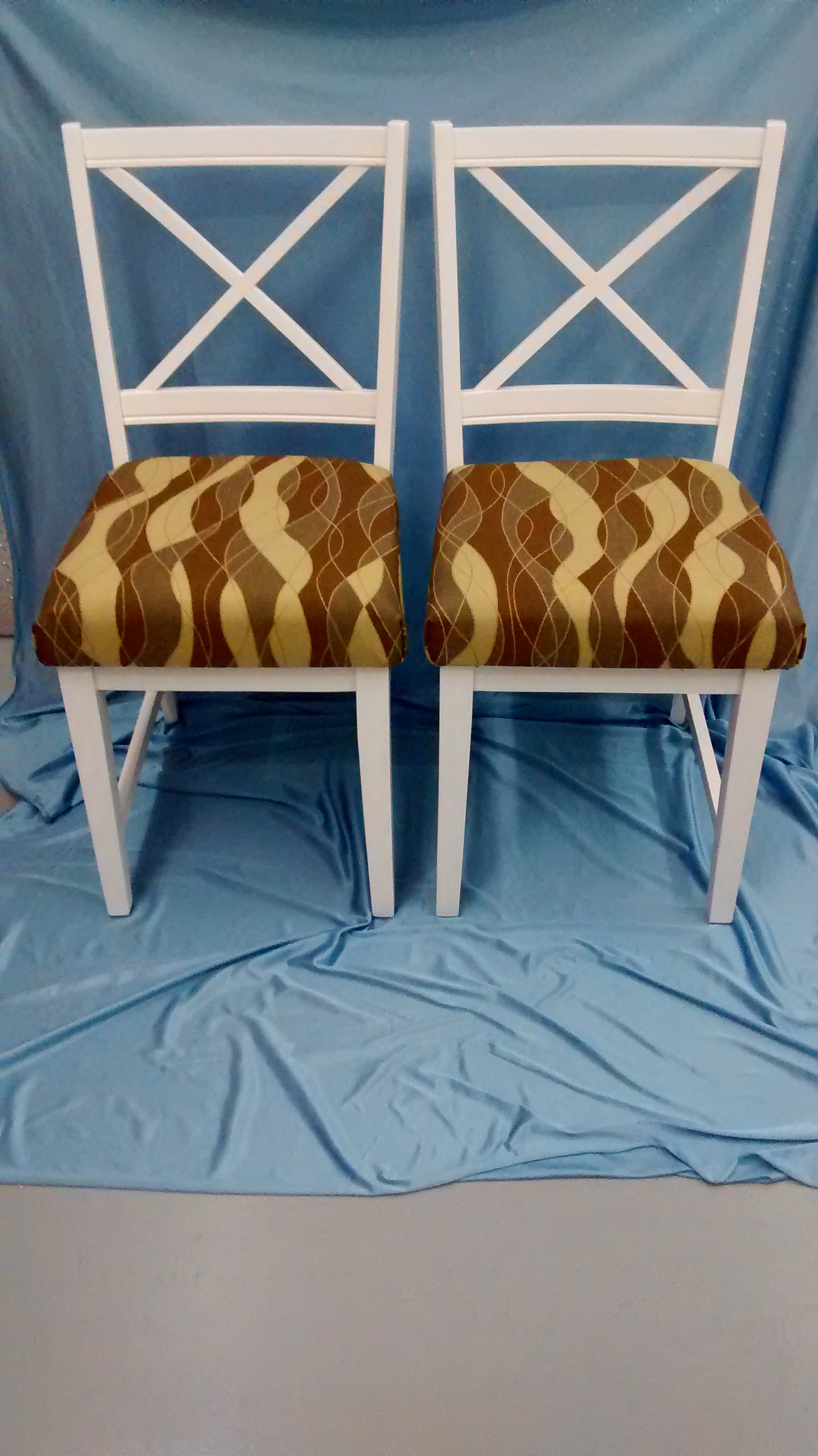 Pair of Wooden Chairs with New Comfy Cushions