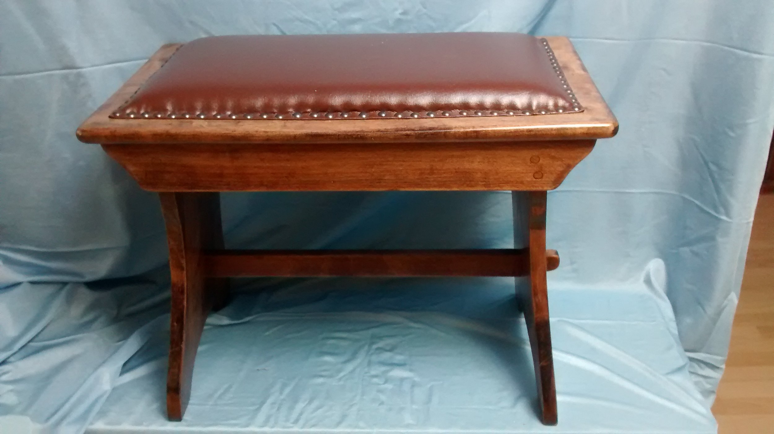 Small Wooden Bench with Cushioned Seat
