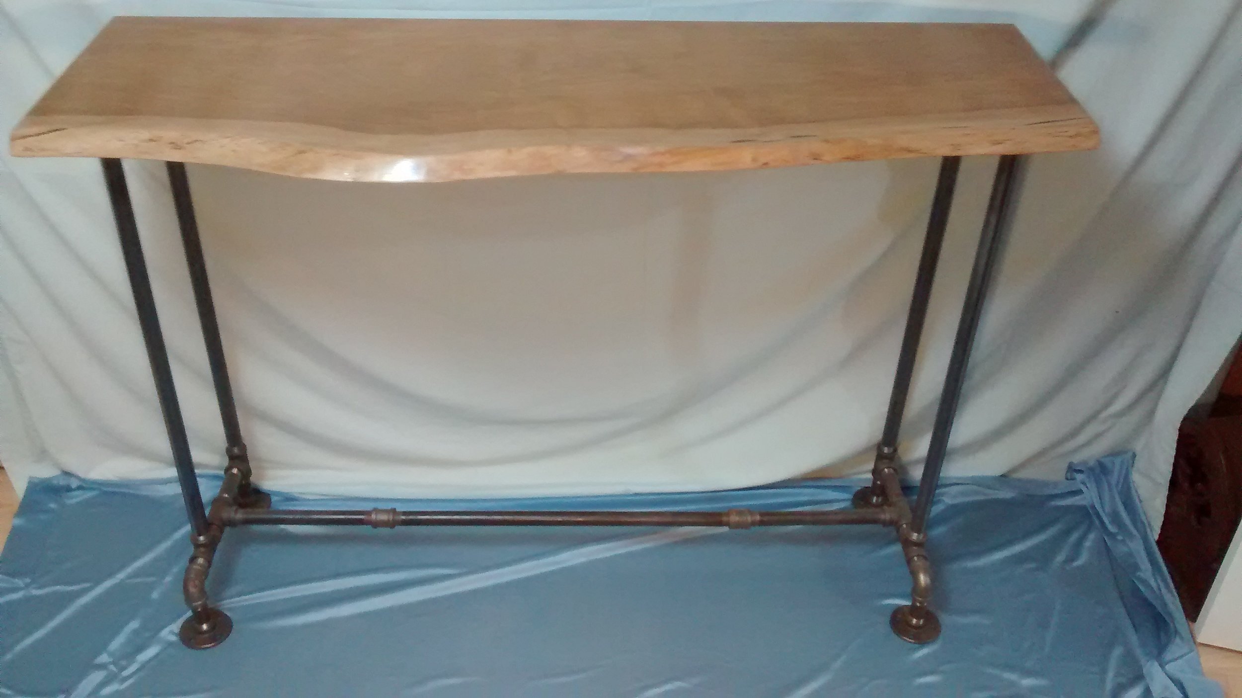 Live-Edge Wood Bar with Black Pipe Legs