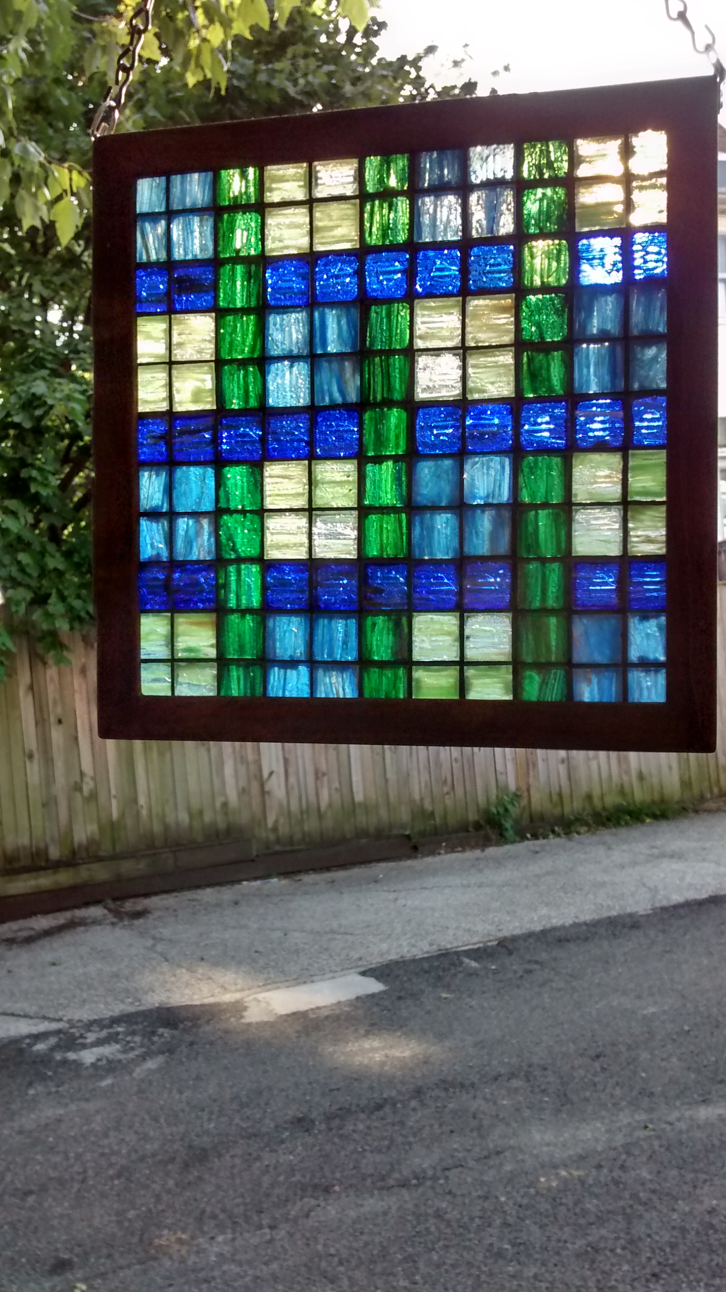 Colored Glass Tile Mosaic “Quilt” #9