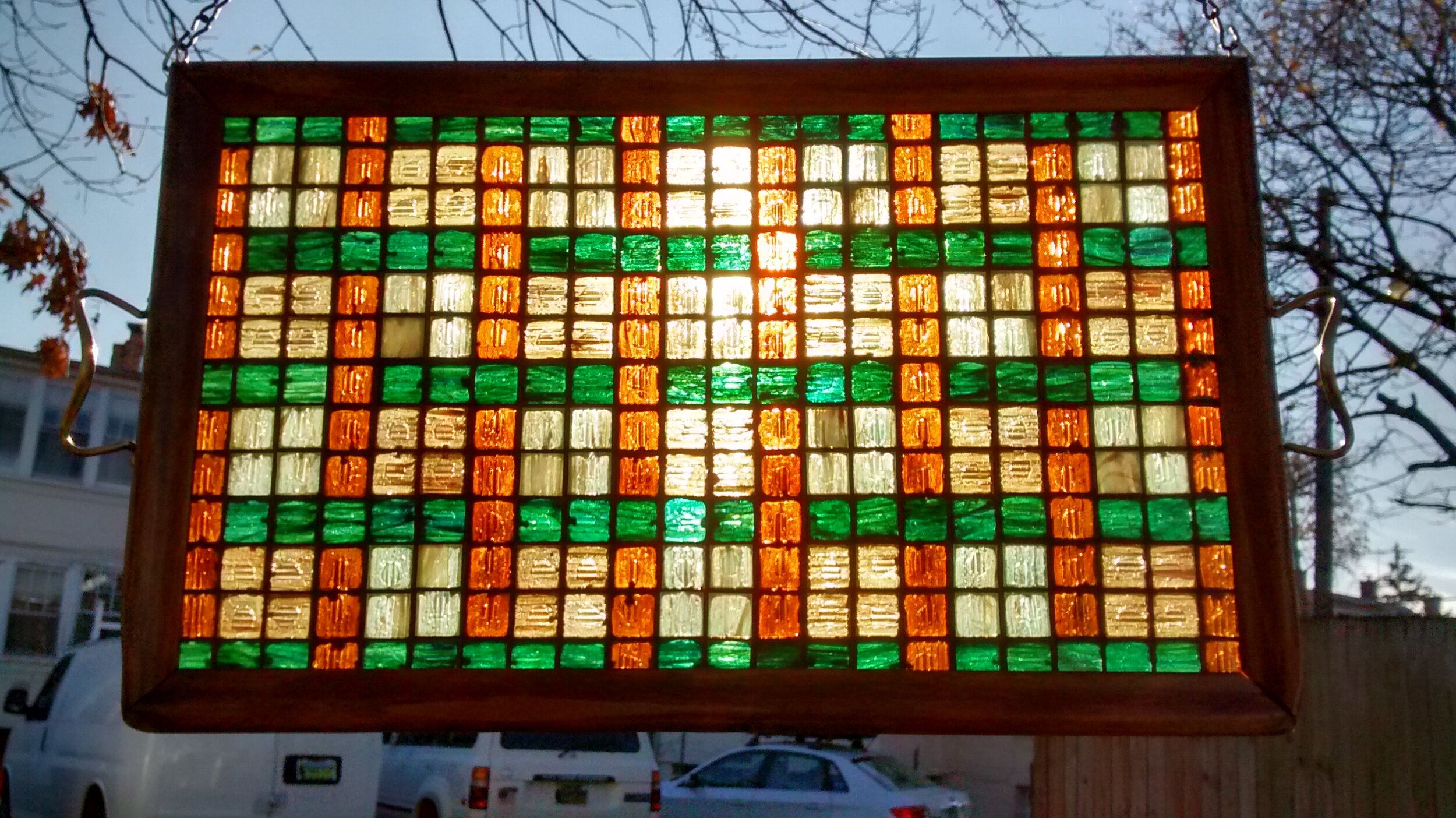 Colored Glass Tile Mosaic “Quilt” #11