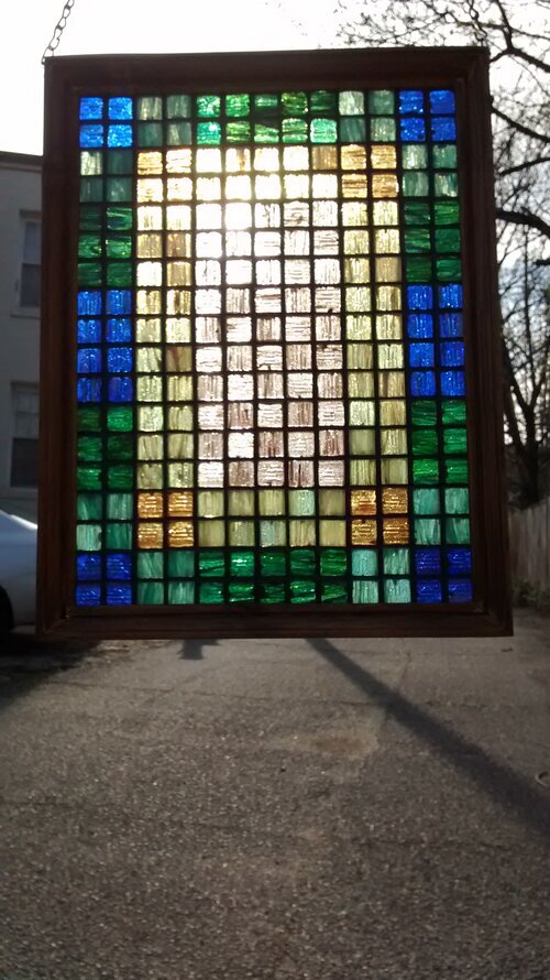 Colored Glass Tile Mosaic "Quilt" #12
