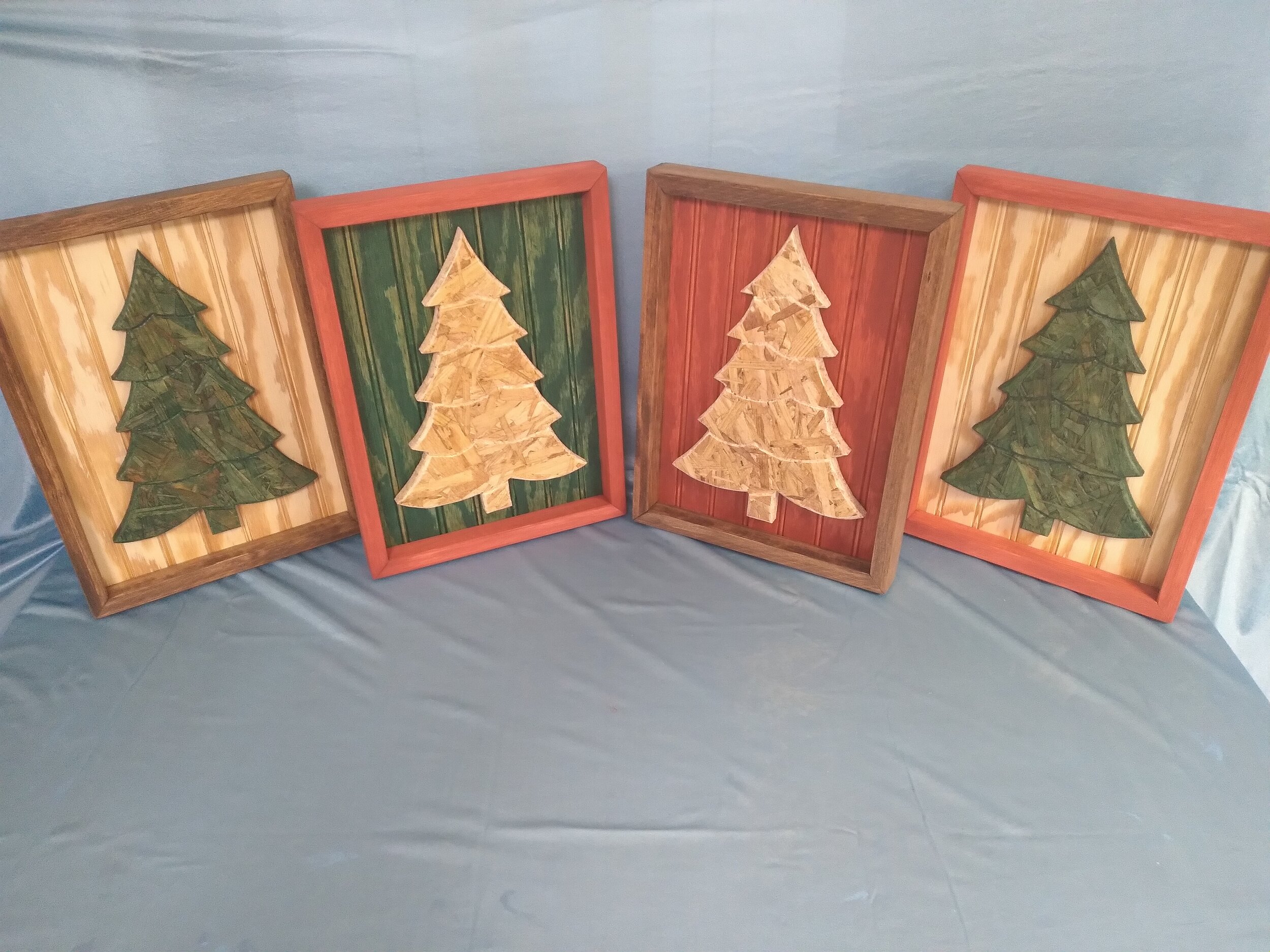 Framed Wooden Christmas Trees