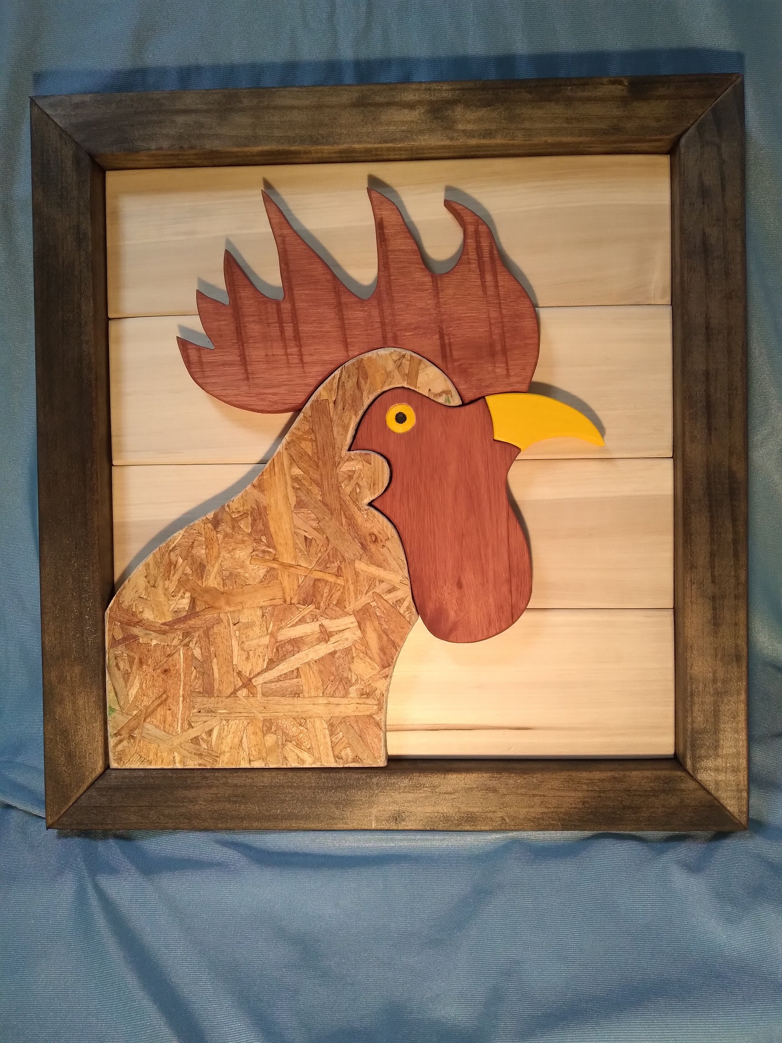 Reclaimed Wood Rooster Head Wall Art 