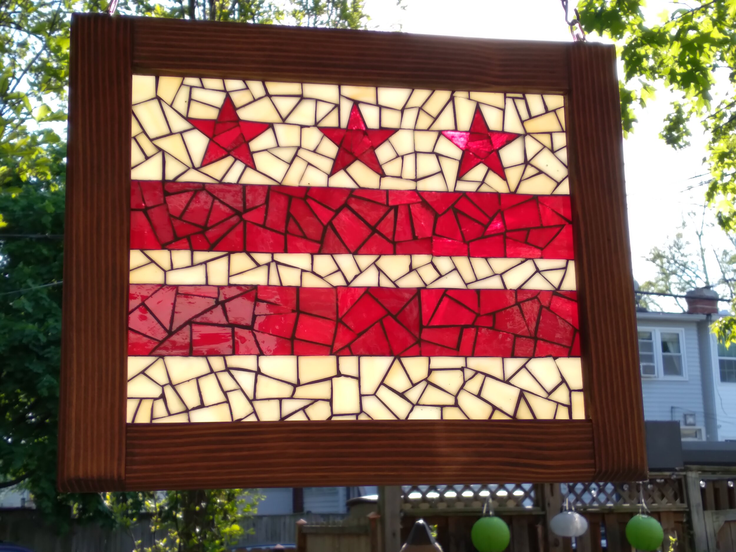 Stained-Glass Mosaic Tile D.C. Flag