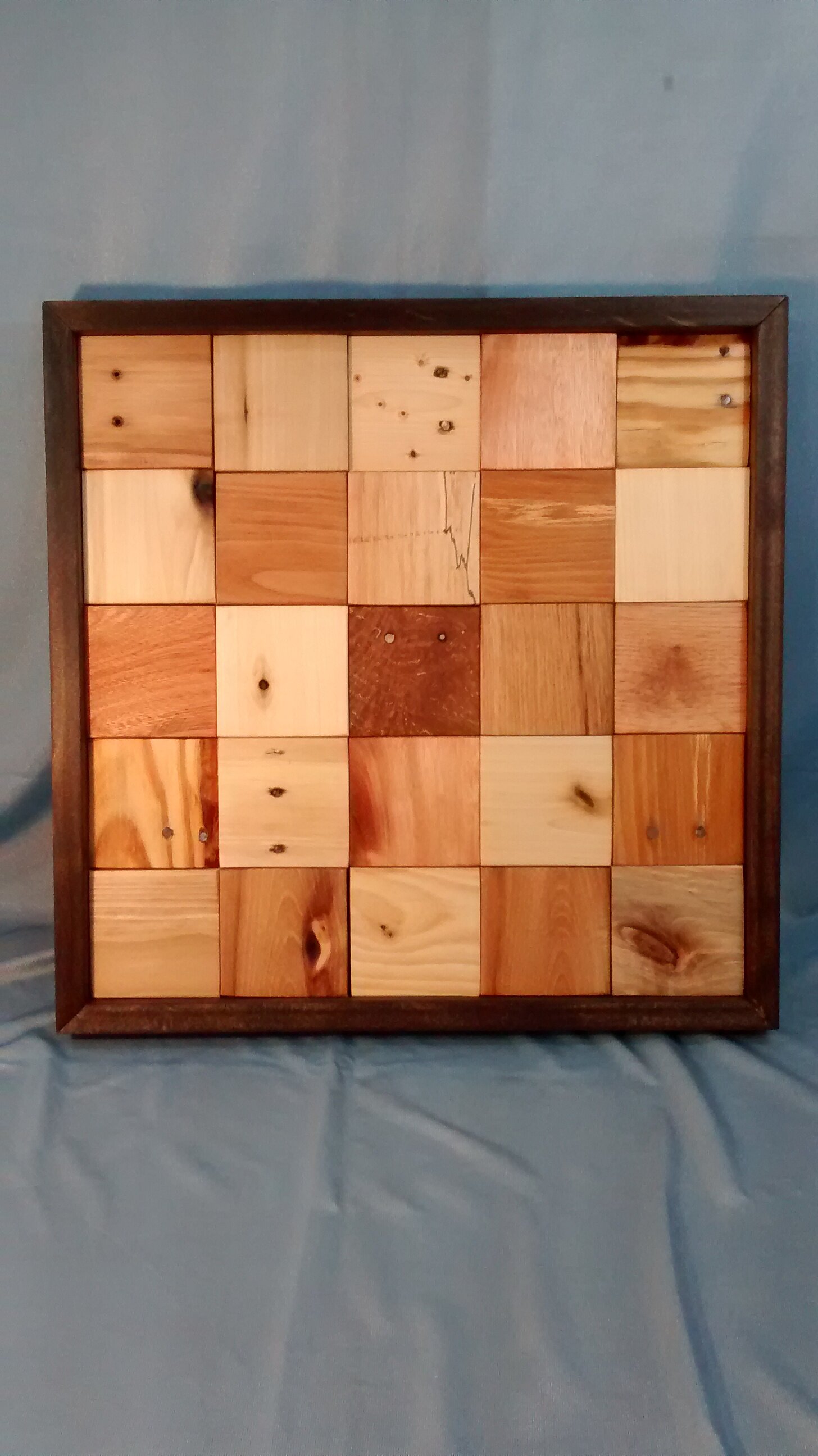 25 Small Squares Reclaimed Wood Wall Art
