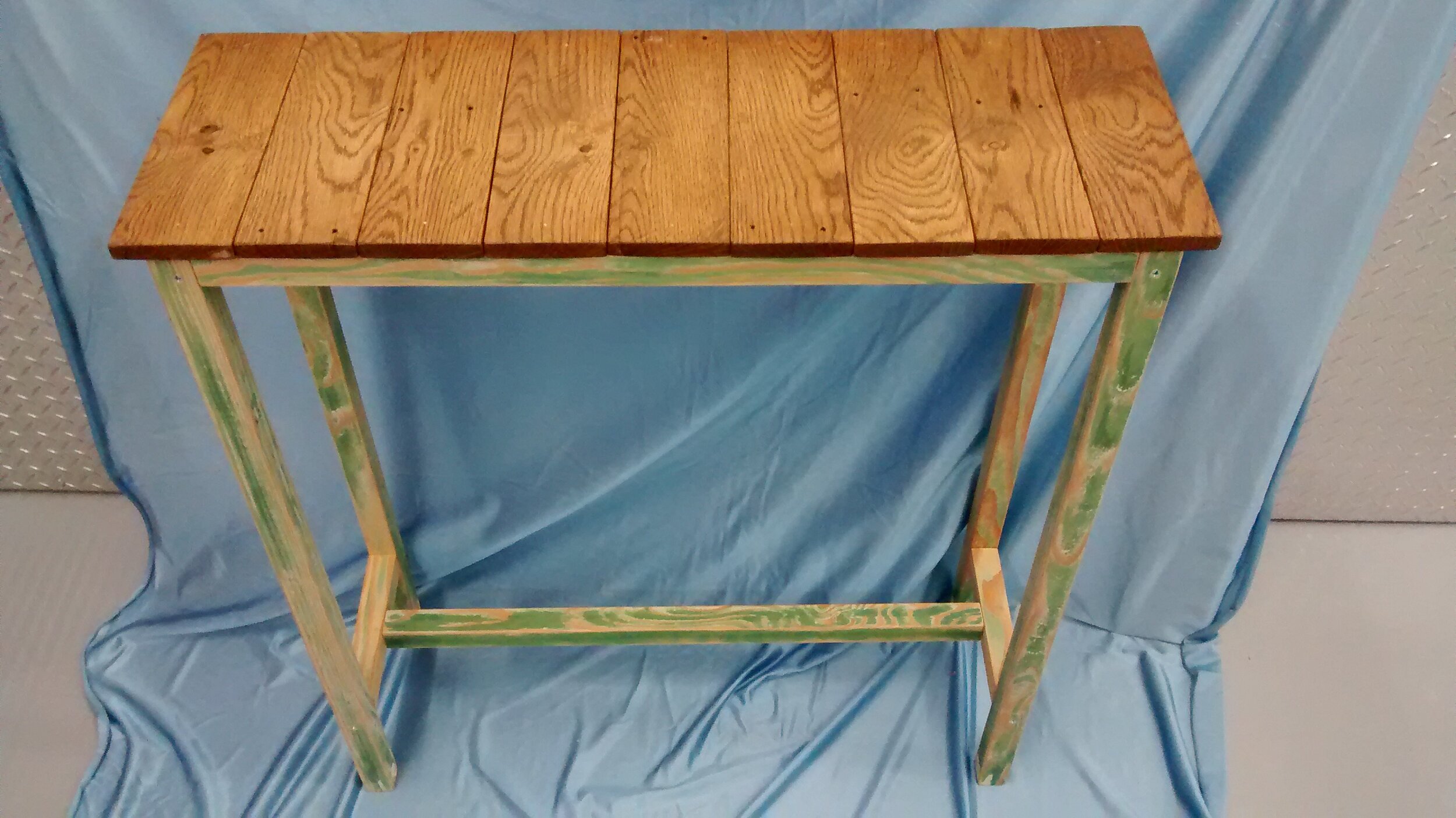 Camouflage Side Table with Reclaimed Wood Top