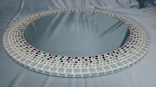 Round Mirror with Glass Mosaic Tile Frame #2