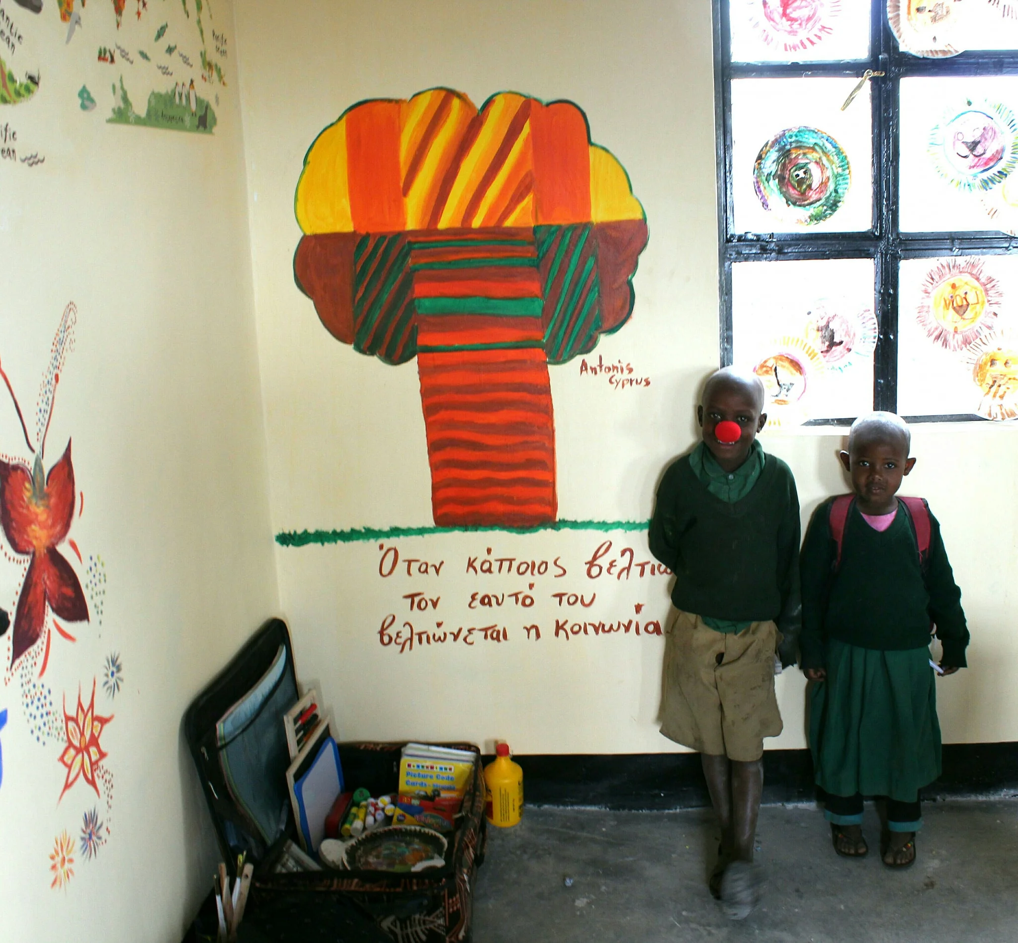 Tanzania, Africa - November 16, 2018 The tree of the special 9 year-old boy Antonis Pissarides which decorates the ecological bags he created to raise donations for our cause is now a part of the school and the kids love it. His actions helped raise the sum to purchase the new desks for our students. 👏 Thank you Antonis for your initiative.