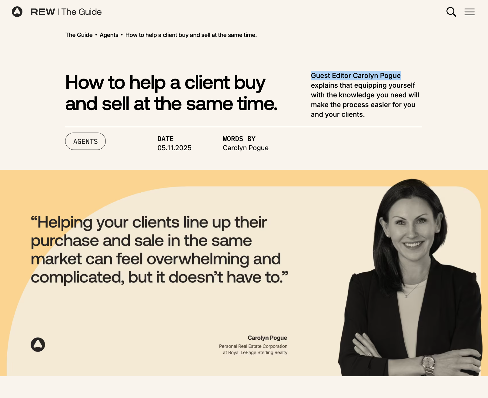 REW Guest Editor Carolyn Pogue | How to help a client buy and sell at the same time