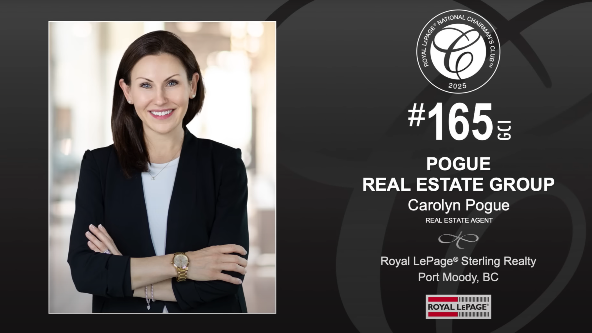 Royal LePage National Chairmans Club Award 2025 Carolyn Pogue Port Moody Realtor