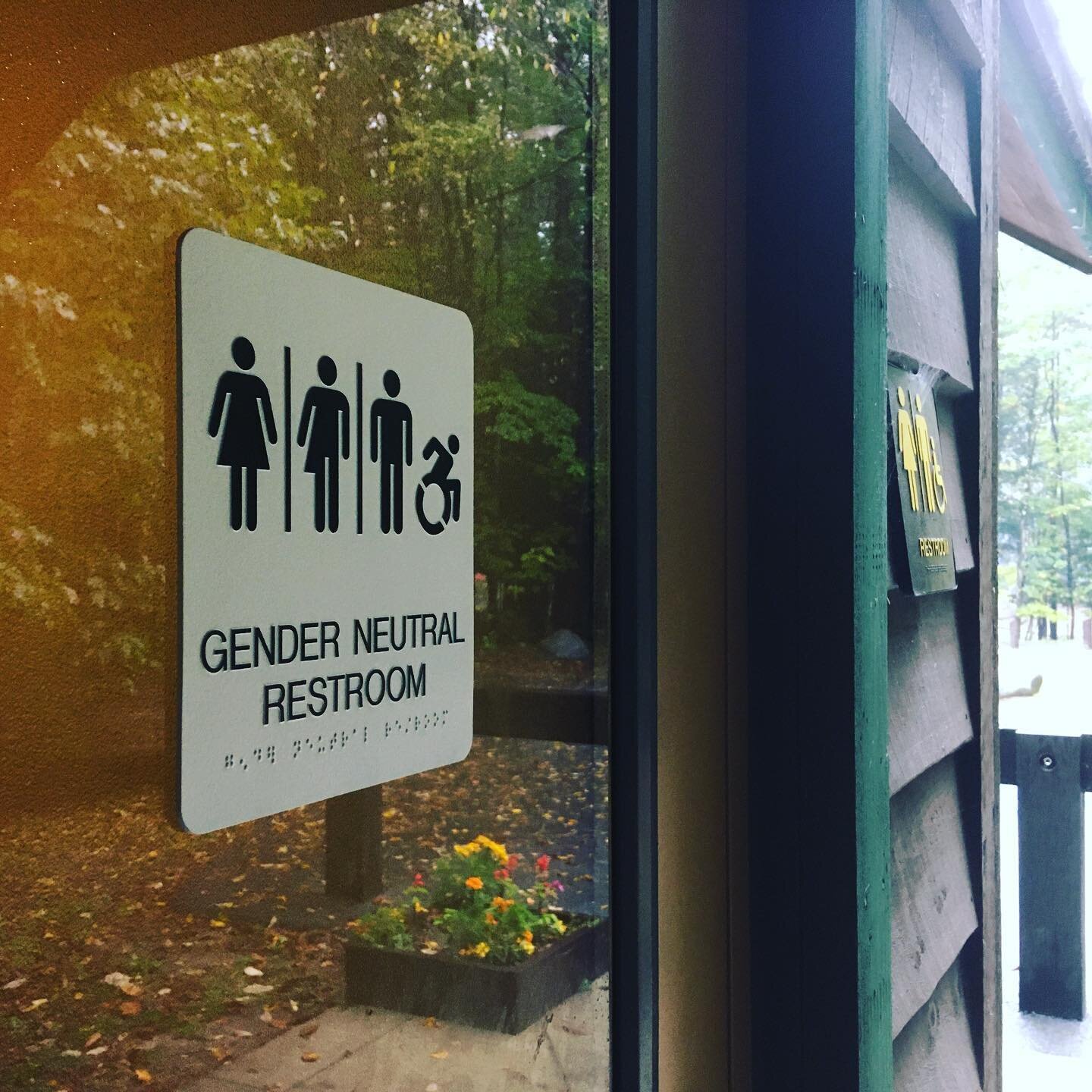 This NYS DEC campground in the middle of nowhere has a gender neutral bathroom. It&rsquo;s not hard, people! We can support trans and non-binary folx by providing safe, affirming and supportive spaces, by using their requested pronouns, and by not ma