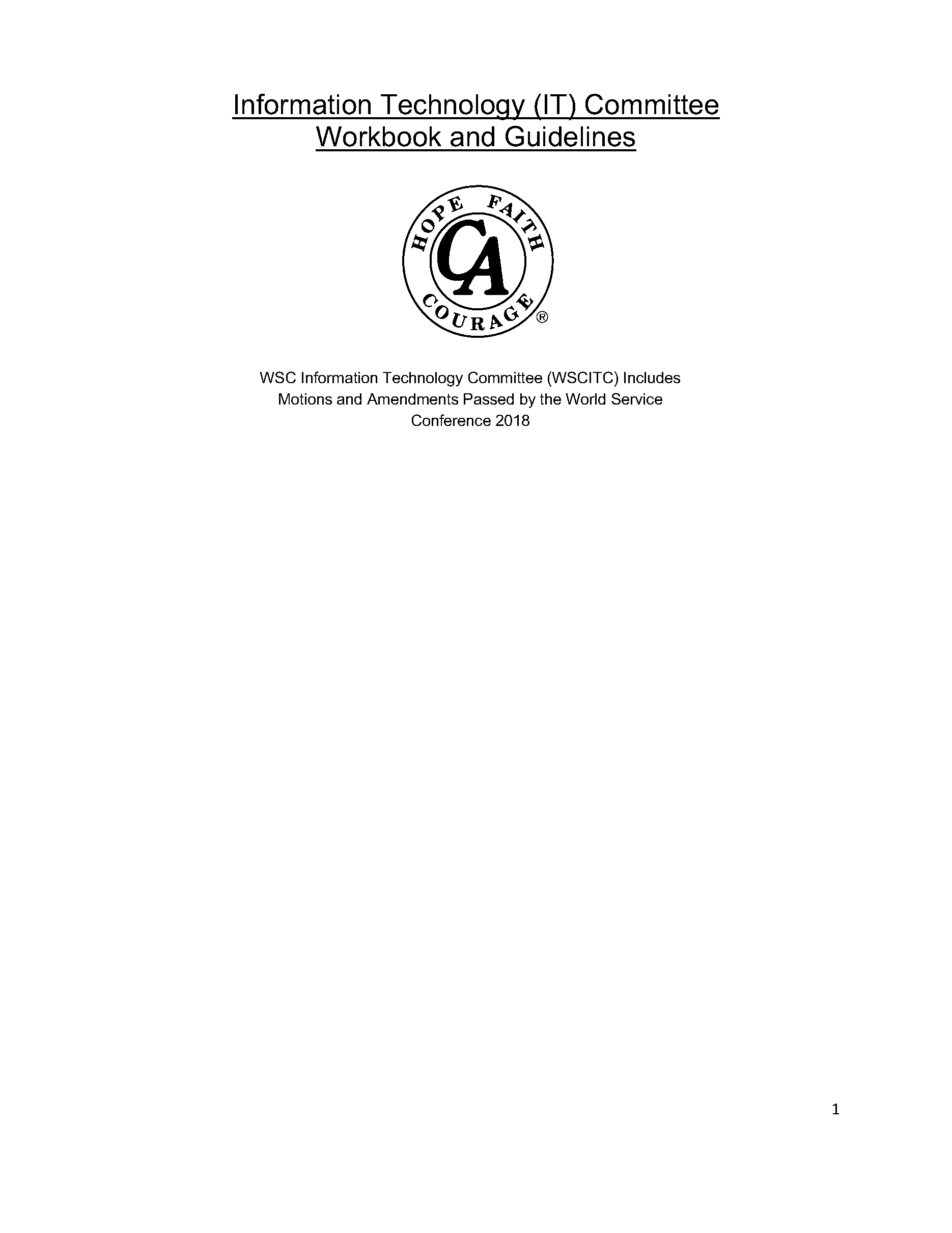 Information Technology (IT) Committee Workbook and Guidelines 2018